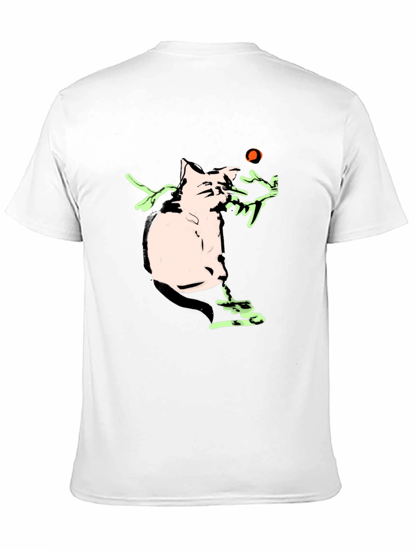 Cartoon Cat Playing With a Ball Black T-Shirt