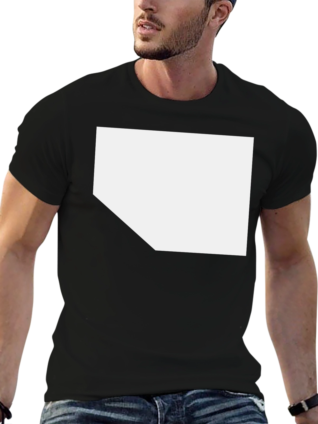 Black T-Shirt with Customizable White Space