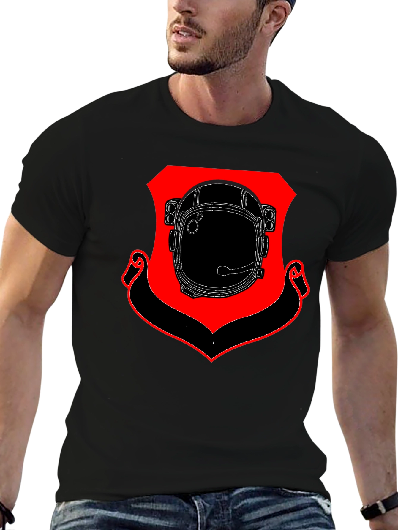 Astronaut Helmet Shield Black T-Shirt