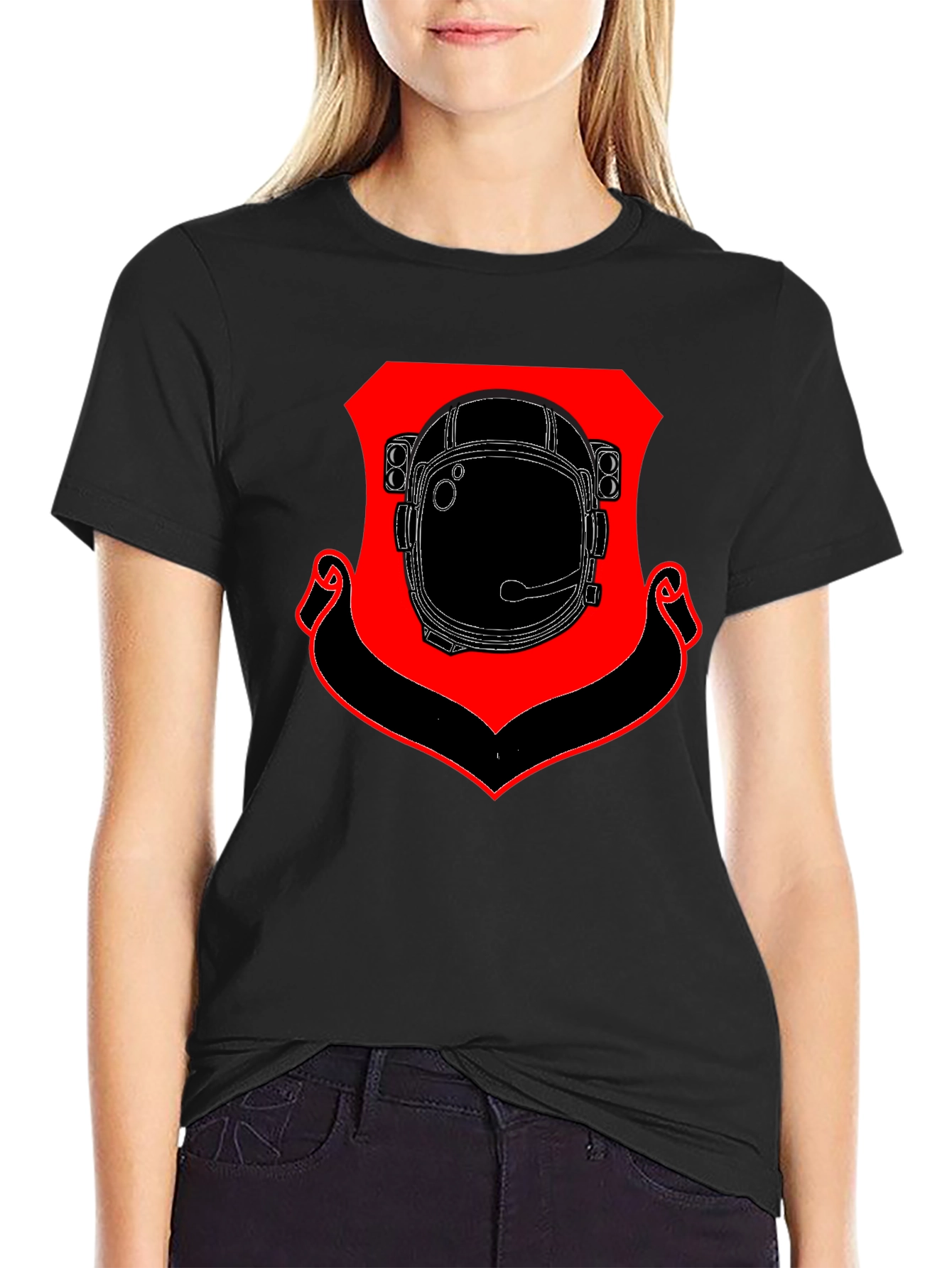 Astronaut Helmet Shield Black T-Shirt