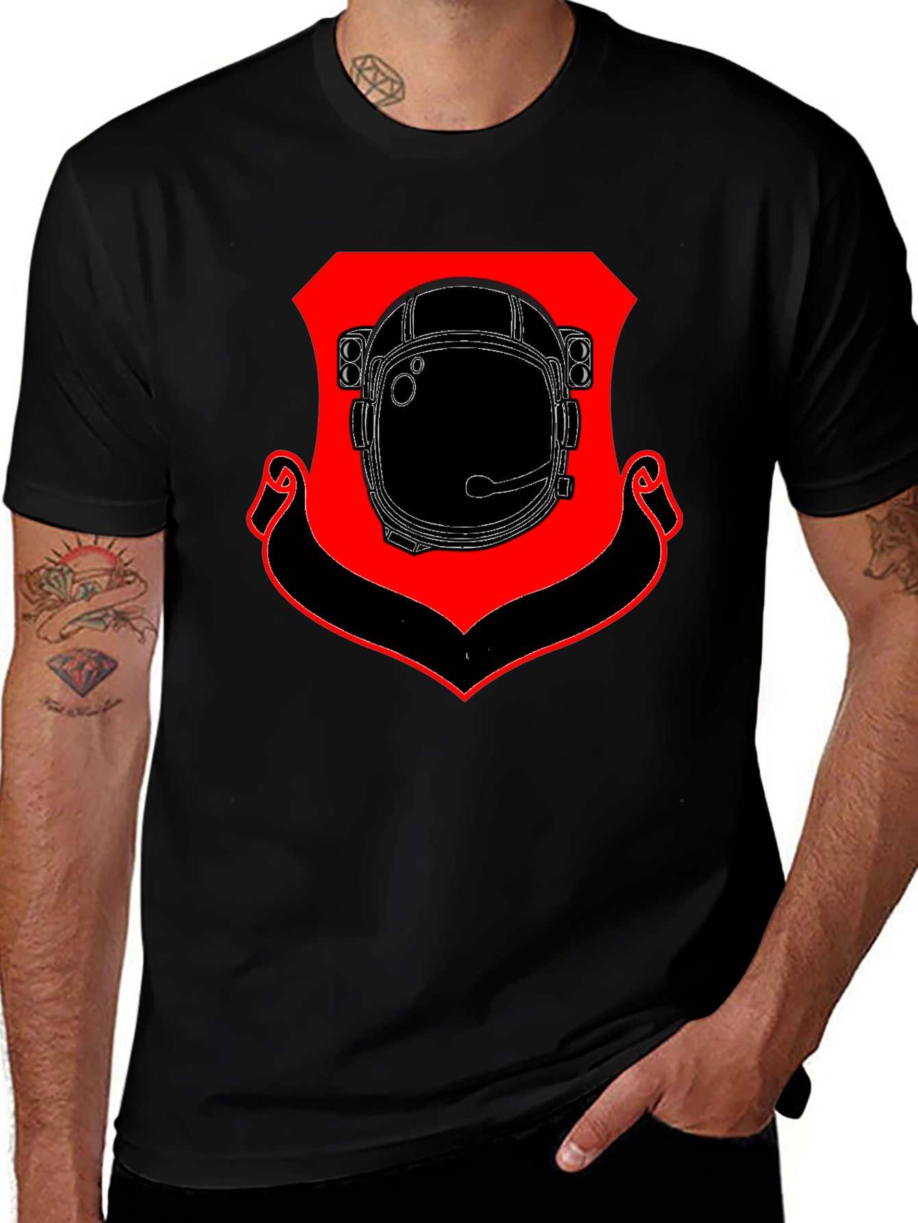 Astronaut Helmet Shield Black T-Shirt