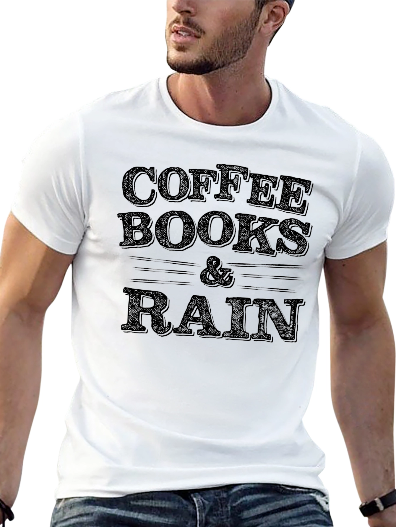 Coffee Books & Rain Graphic Tee - Black