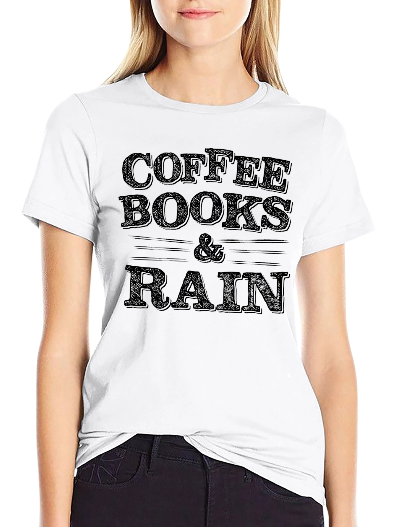 Coffee Books & Rain Graphic Tee - Black