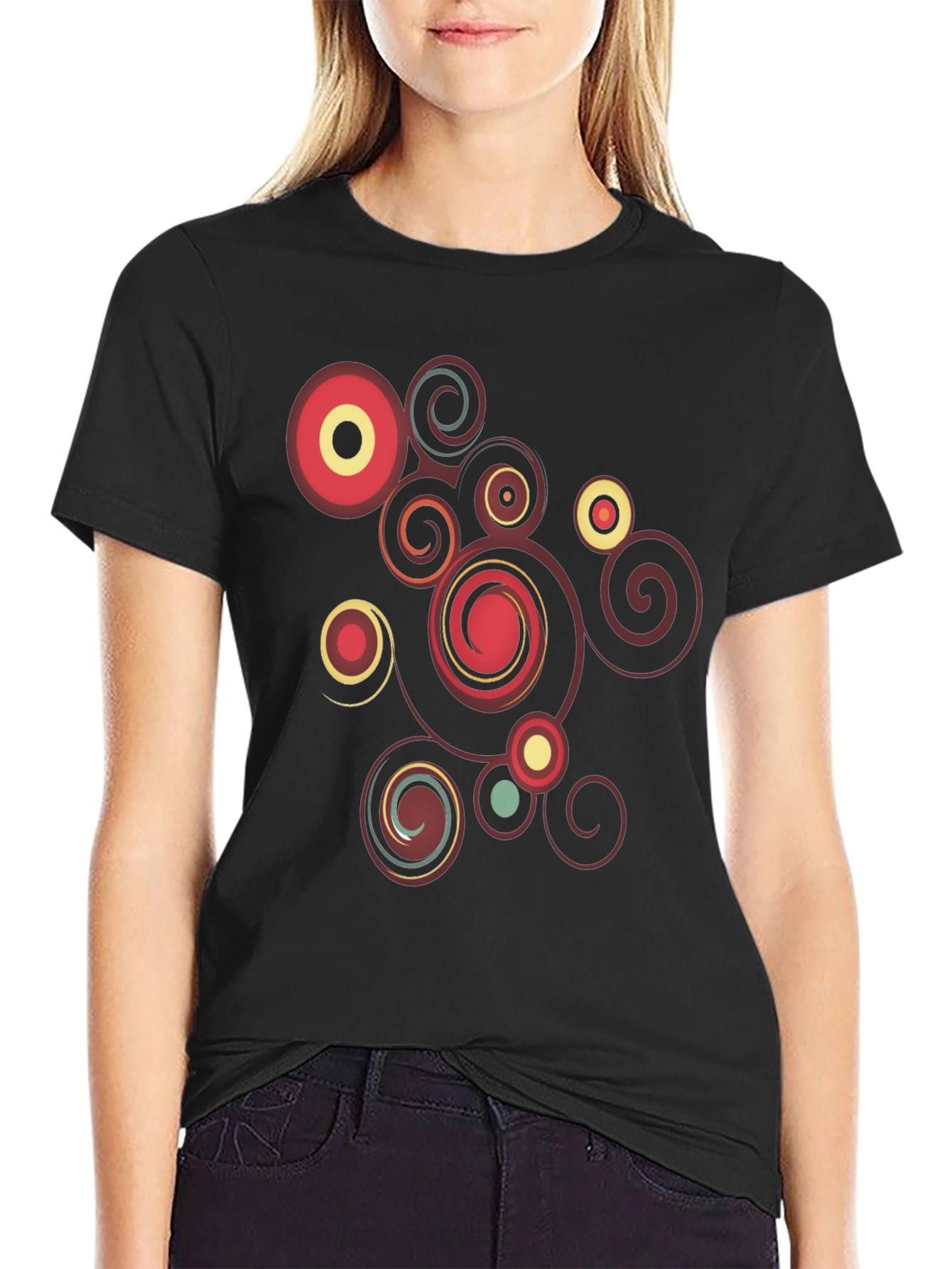 Retro Swirl Black Graphic Tee