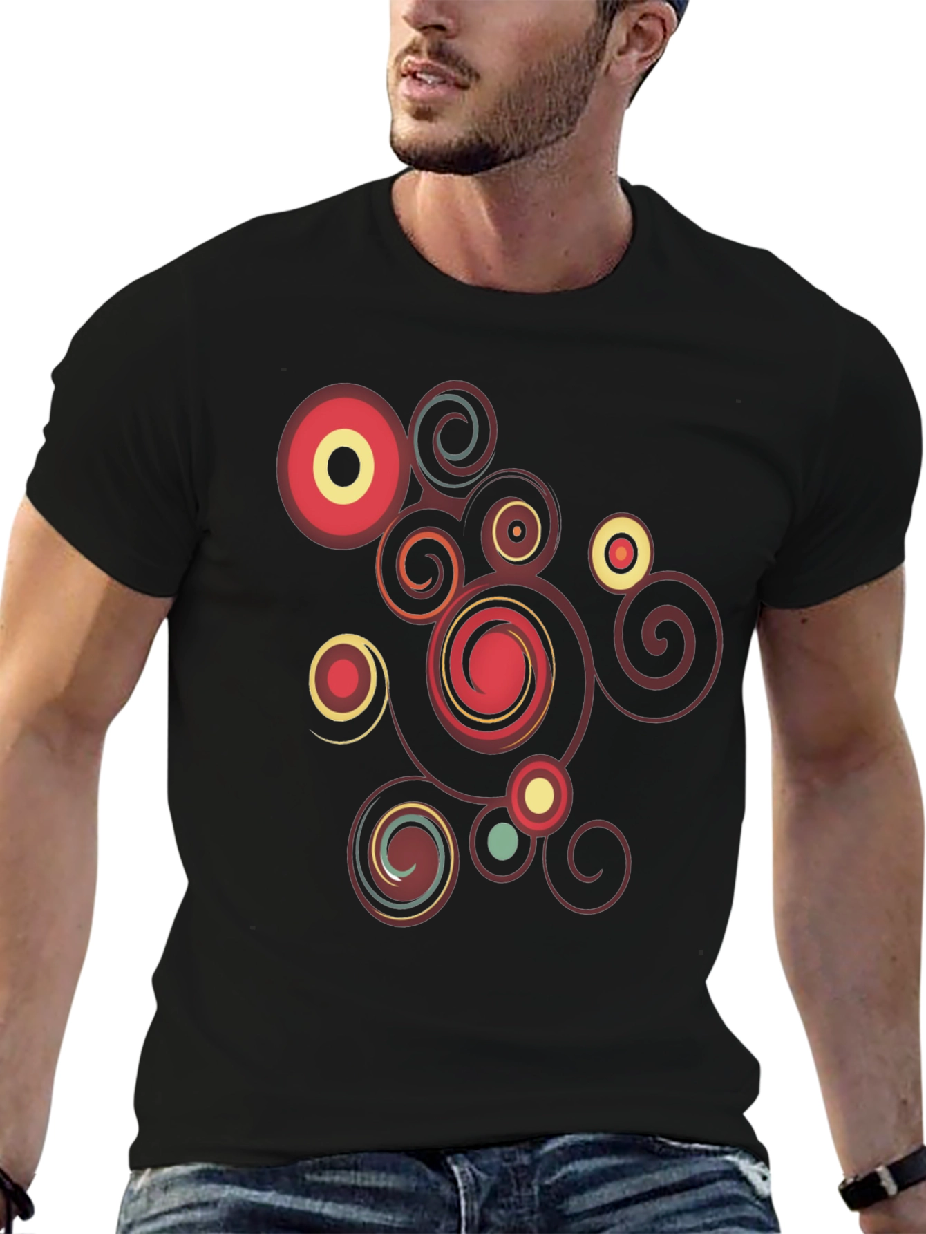 Retro Swirl Black Graphic Tee