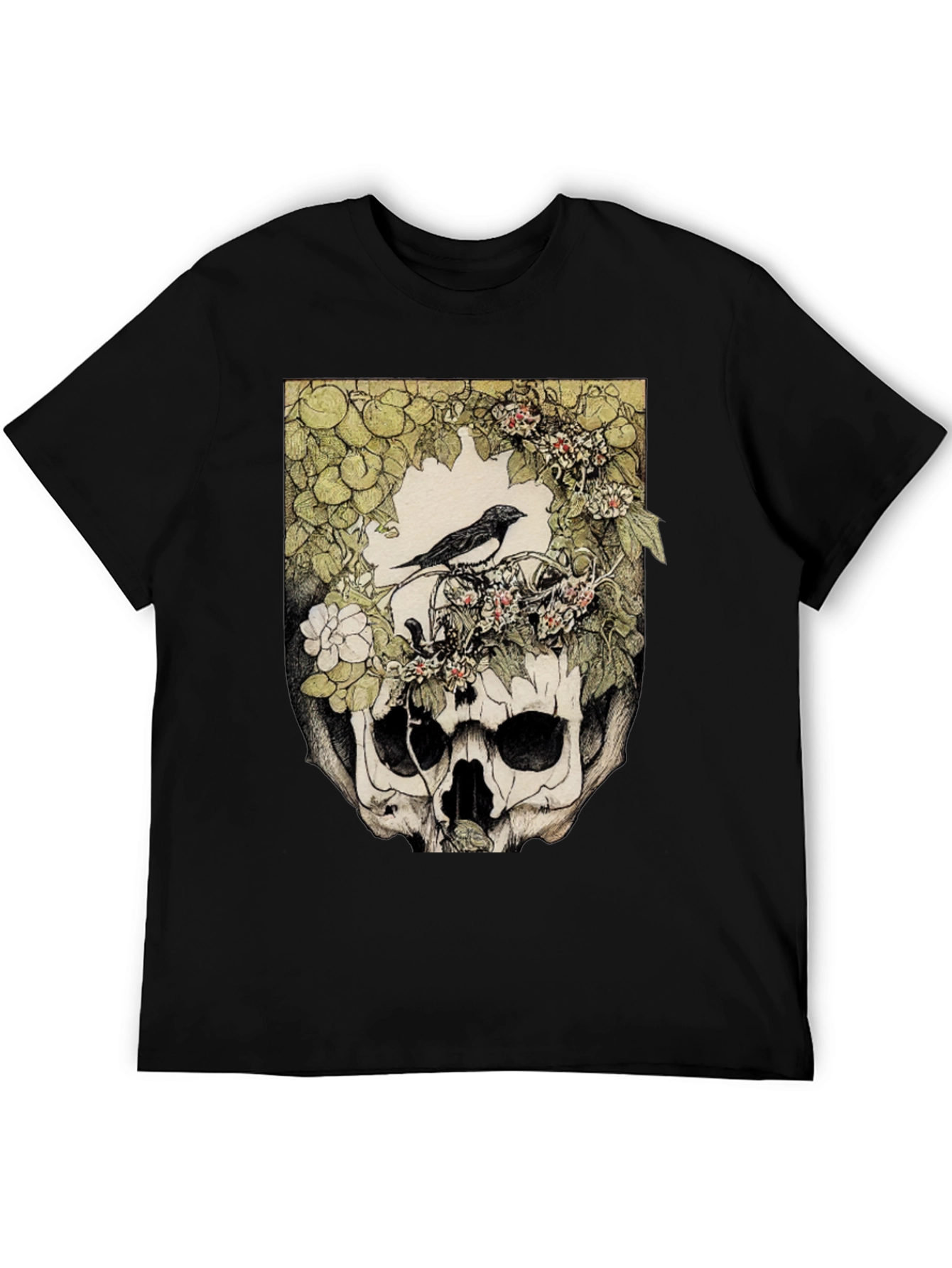 Skull & Bird Graphic Tee - Unique Gothic Style