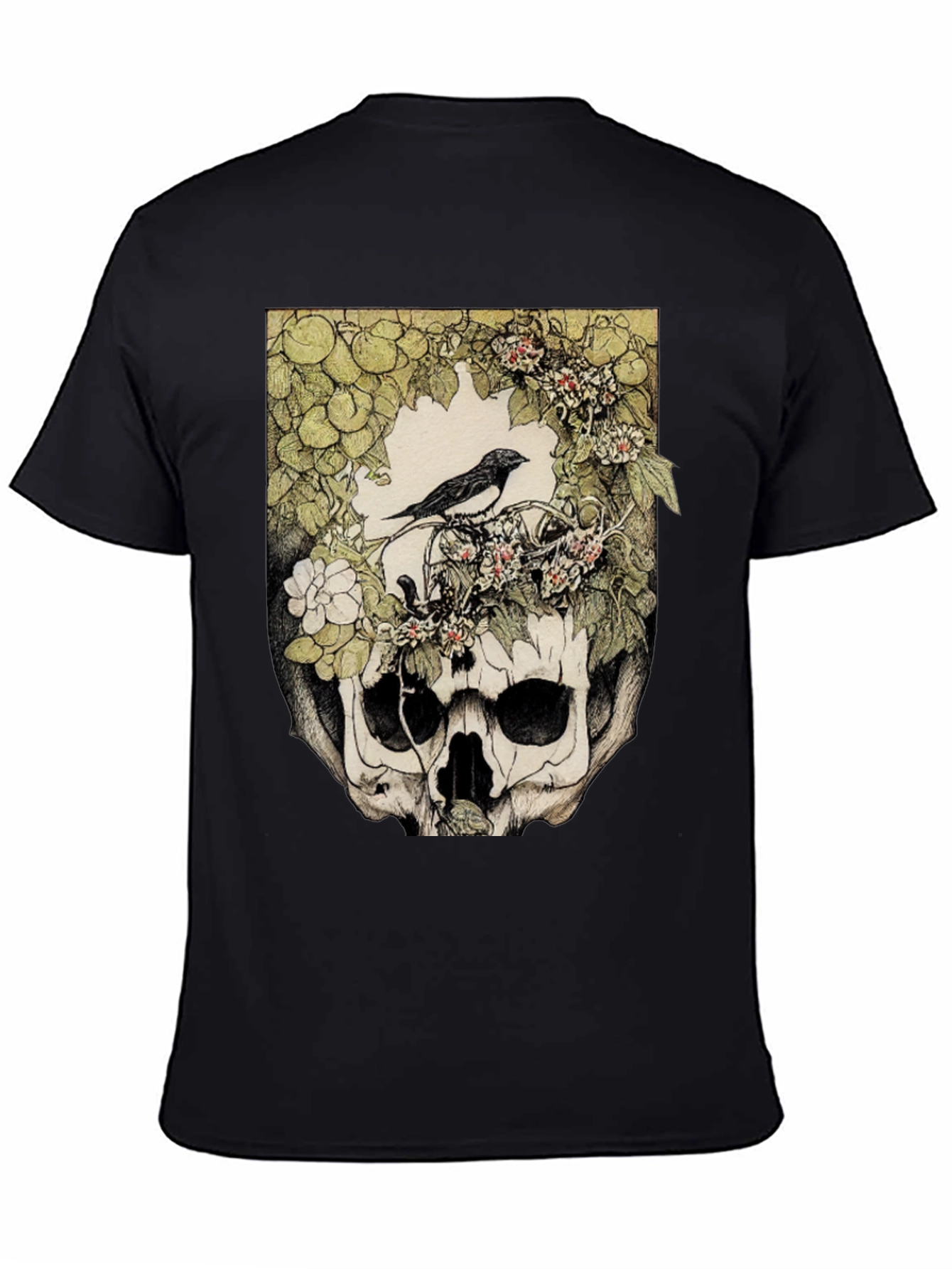 Skull & Bird Graphic Tee - Unique Gothic Style