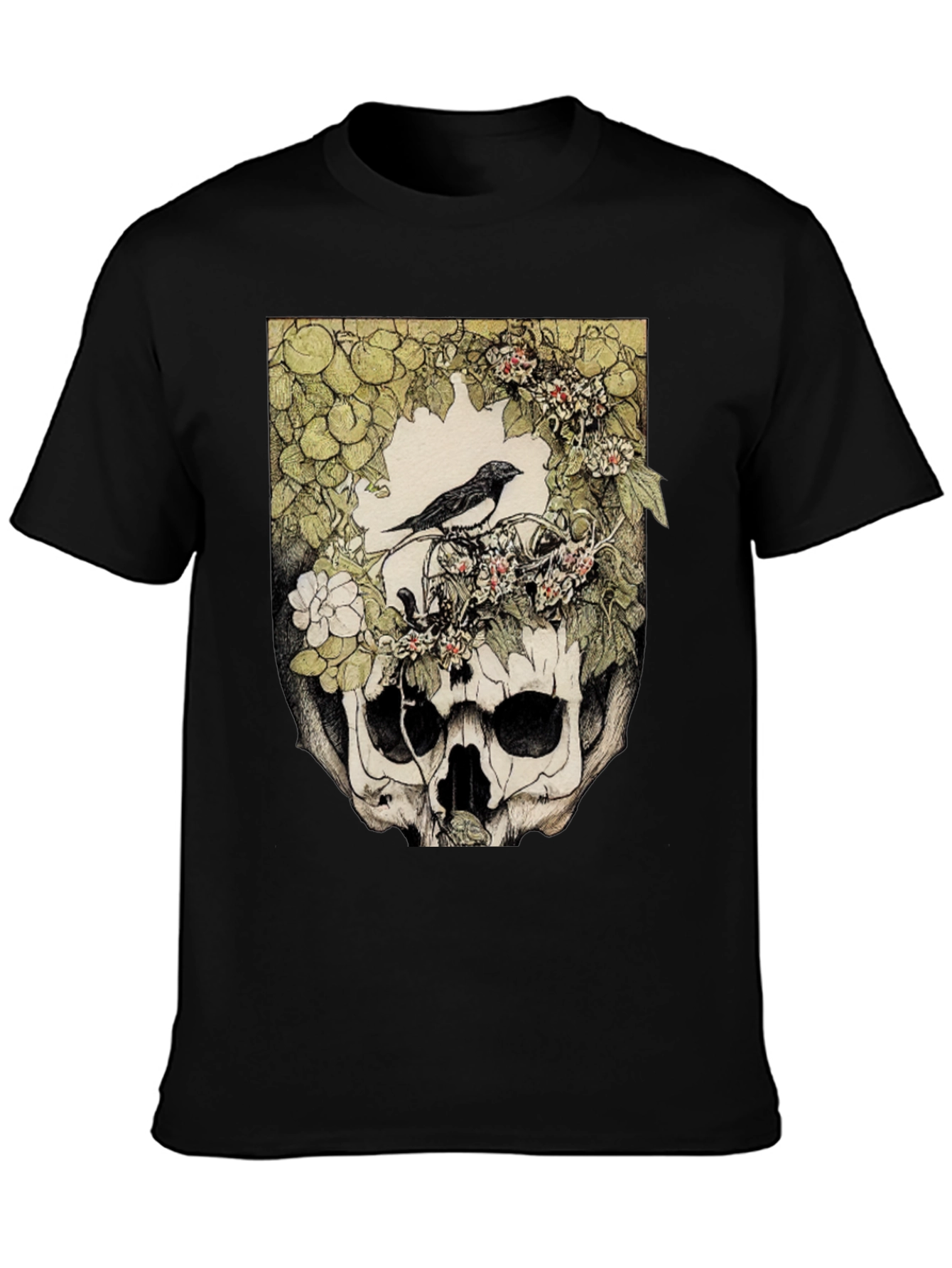 Skull & Bird Graphic Tee - Unique Gothic Style
