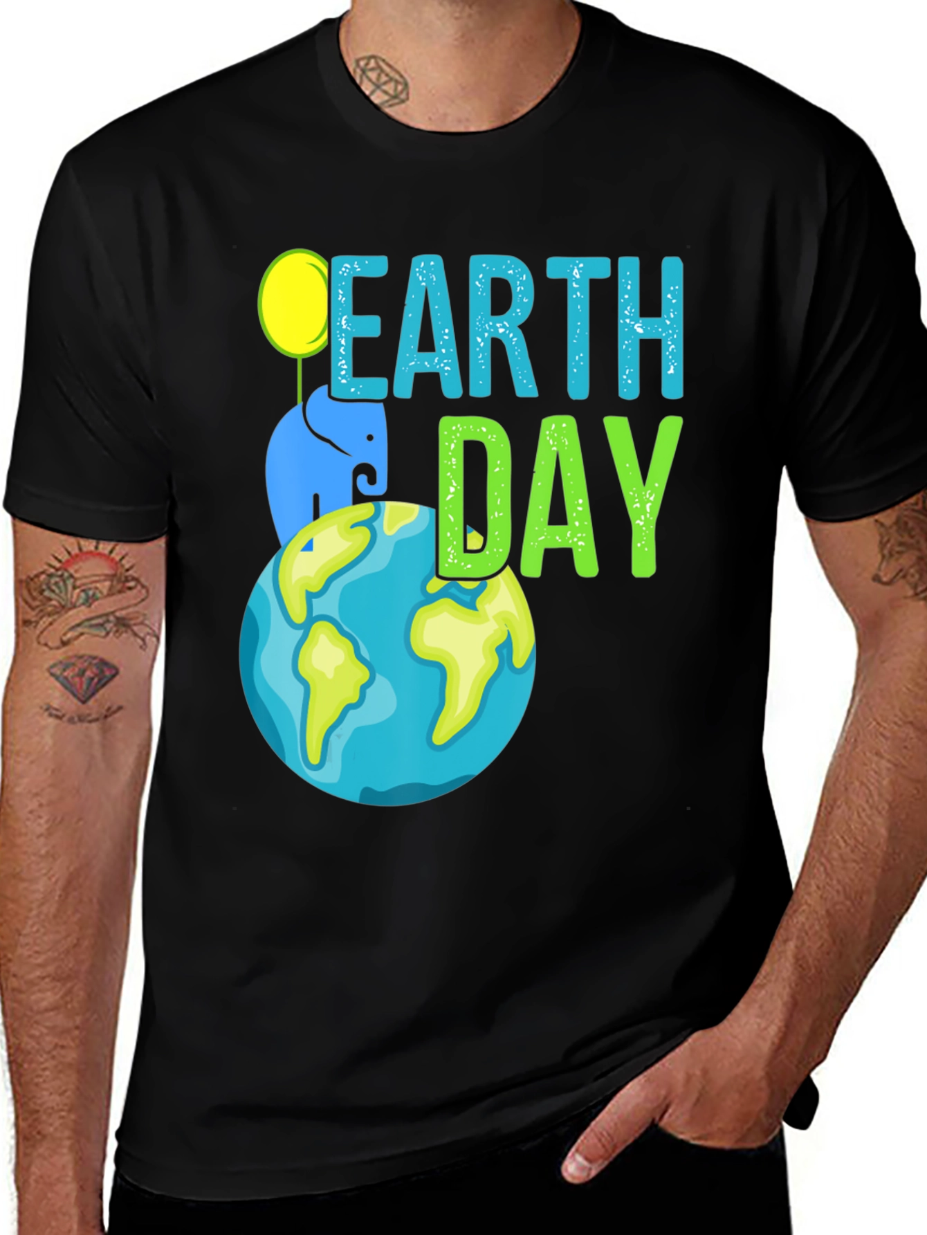 Earth Day Elephant Graphic T-Shirt
