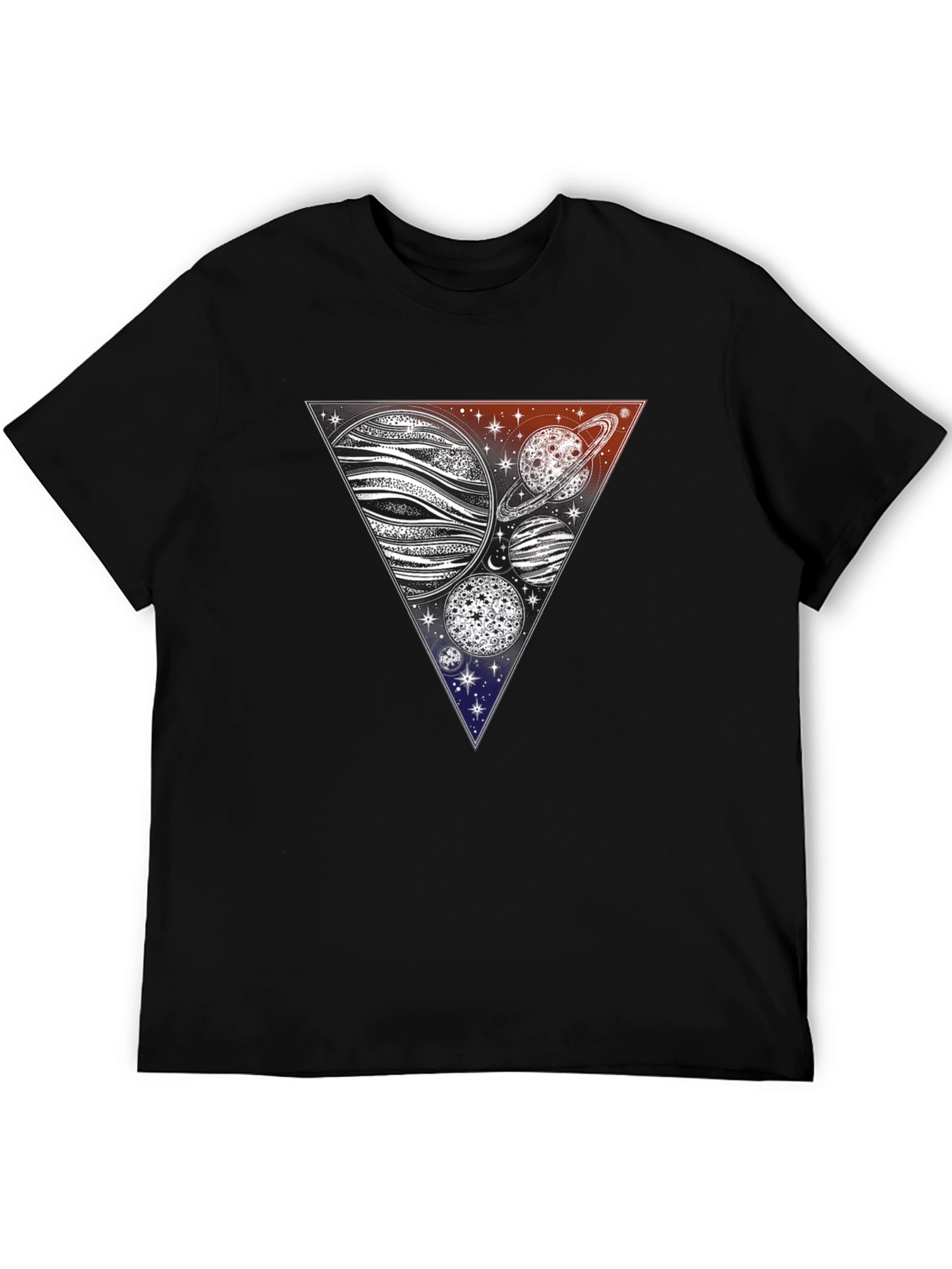 Cosmic Triangle Tee - Planets & Stars Graphic T-Shirt