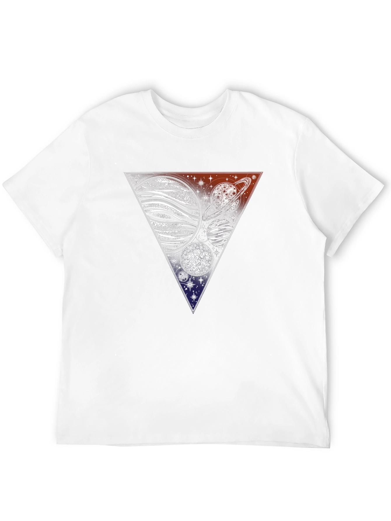 Cosmic Triangle Tee - Planets & Stars Graphic T-Shirt