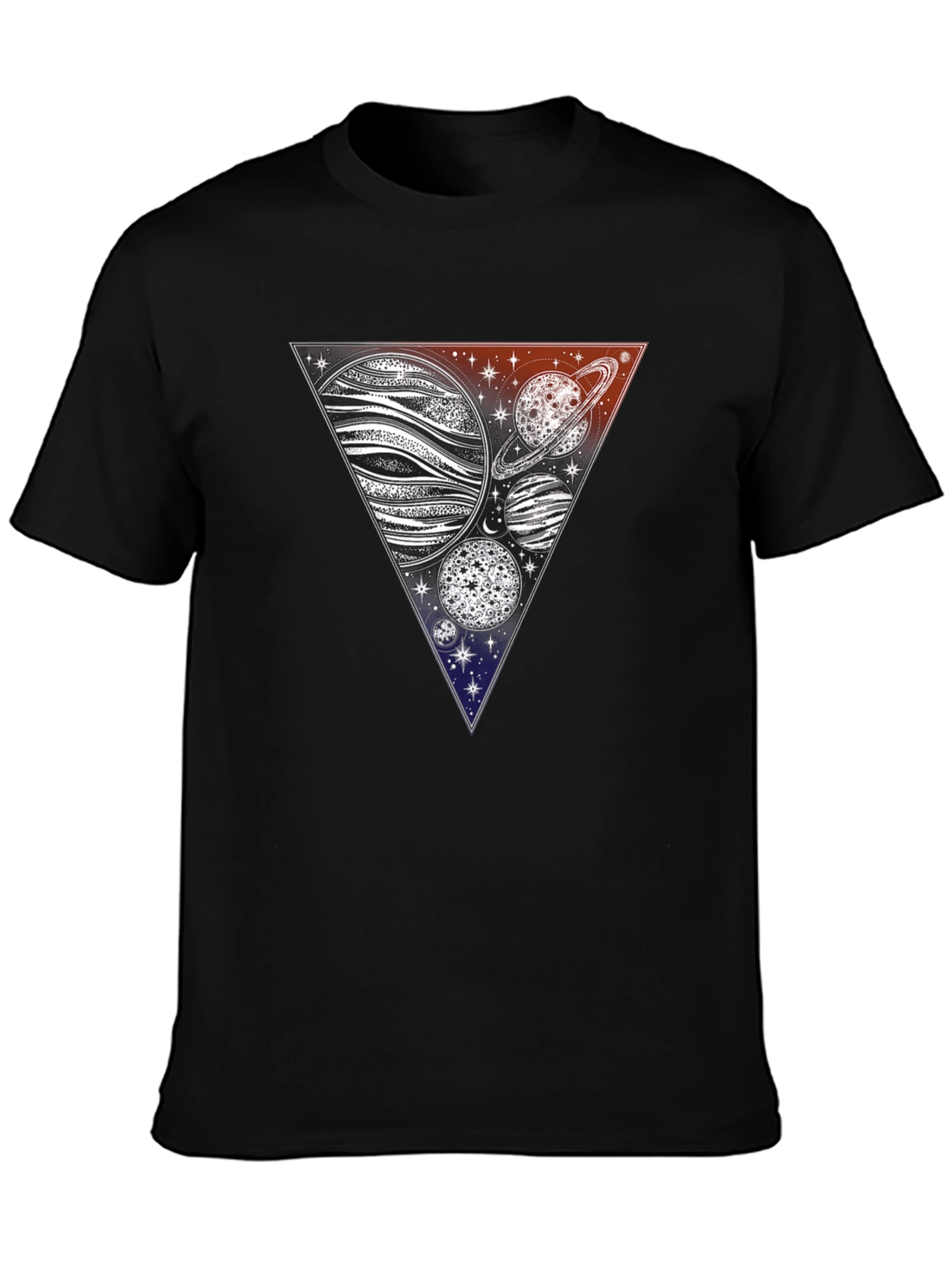 Cosmic Triangle Tee - Planets & Stars Graphic T-Shirt