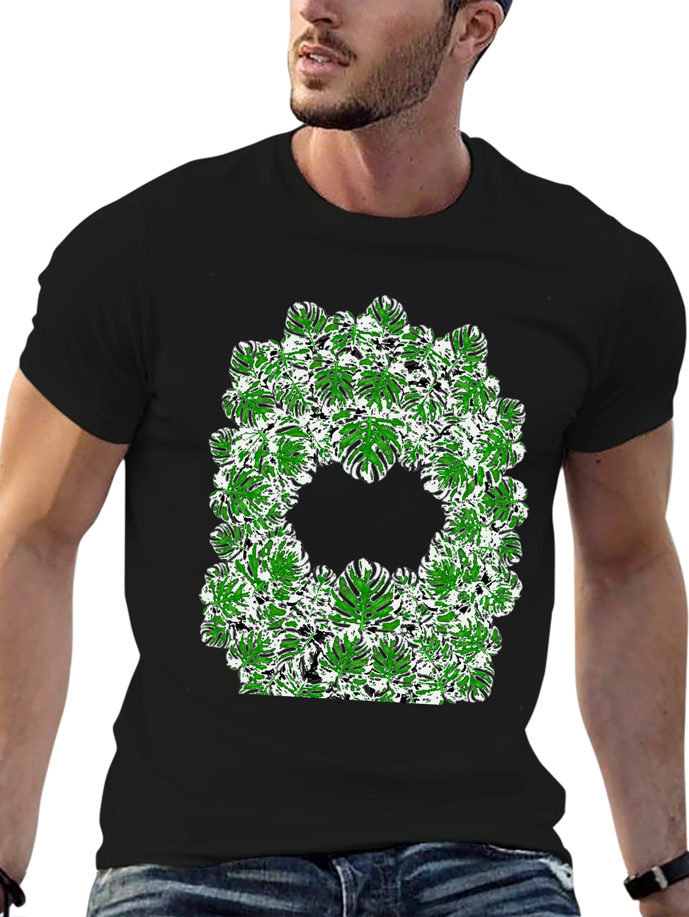Tropical Leaf Print Tee - Modern Style