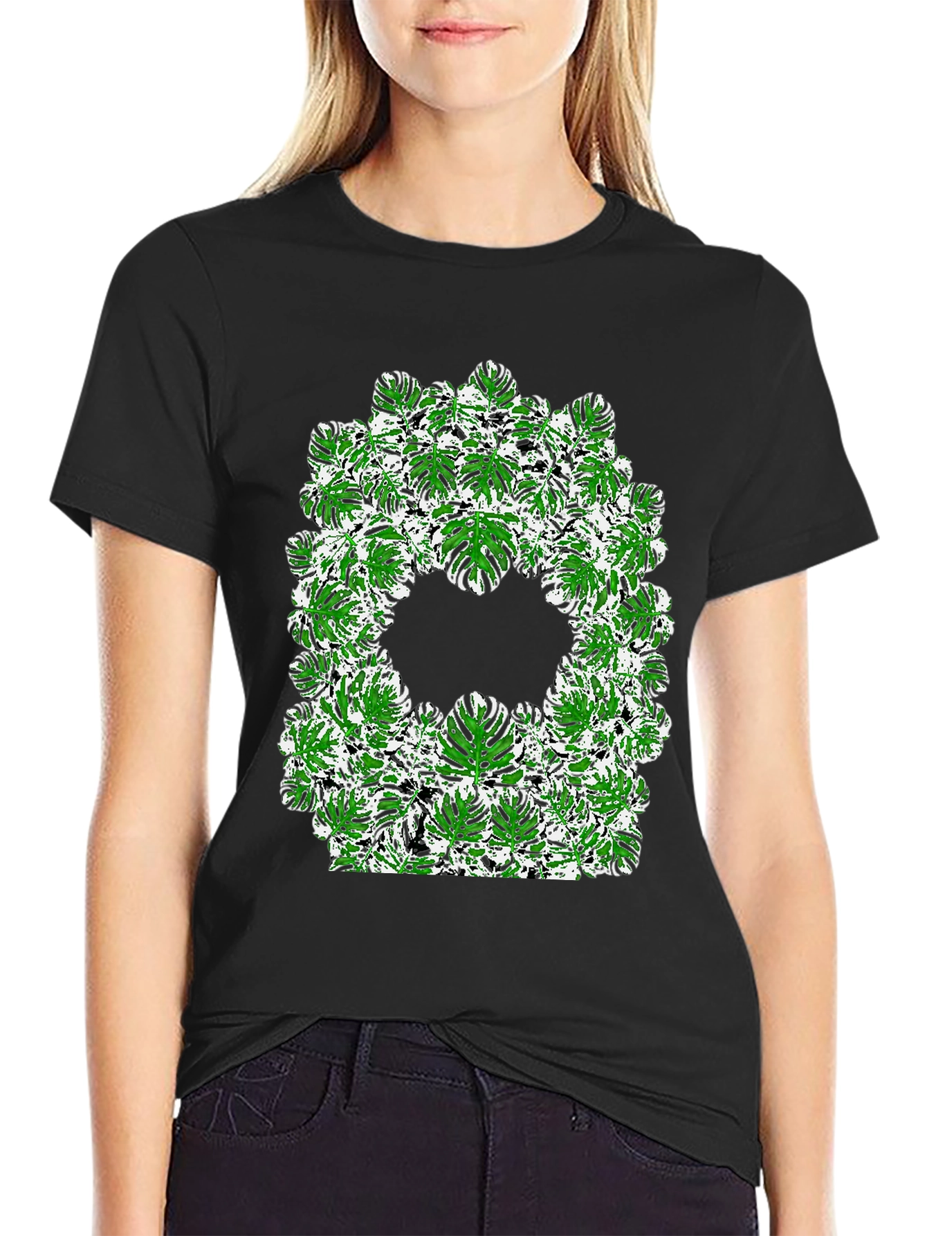 Tropical Leaf Print Tee - Modern Style