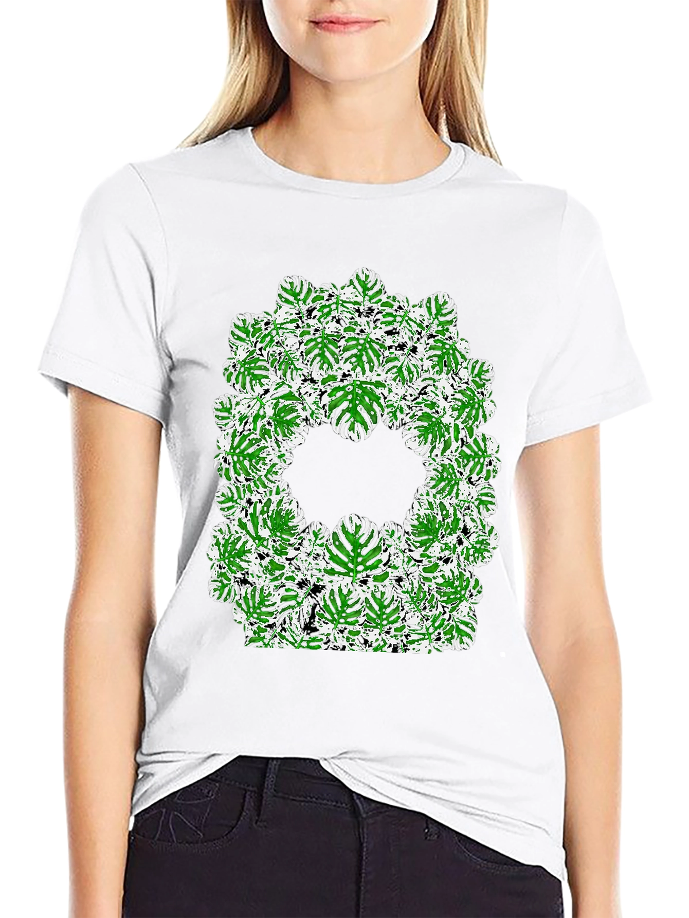 Tropical Leaf Print Tee - Modern Style