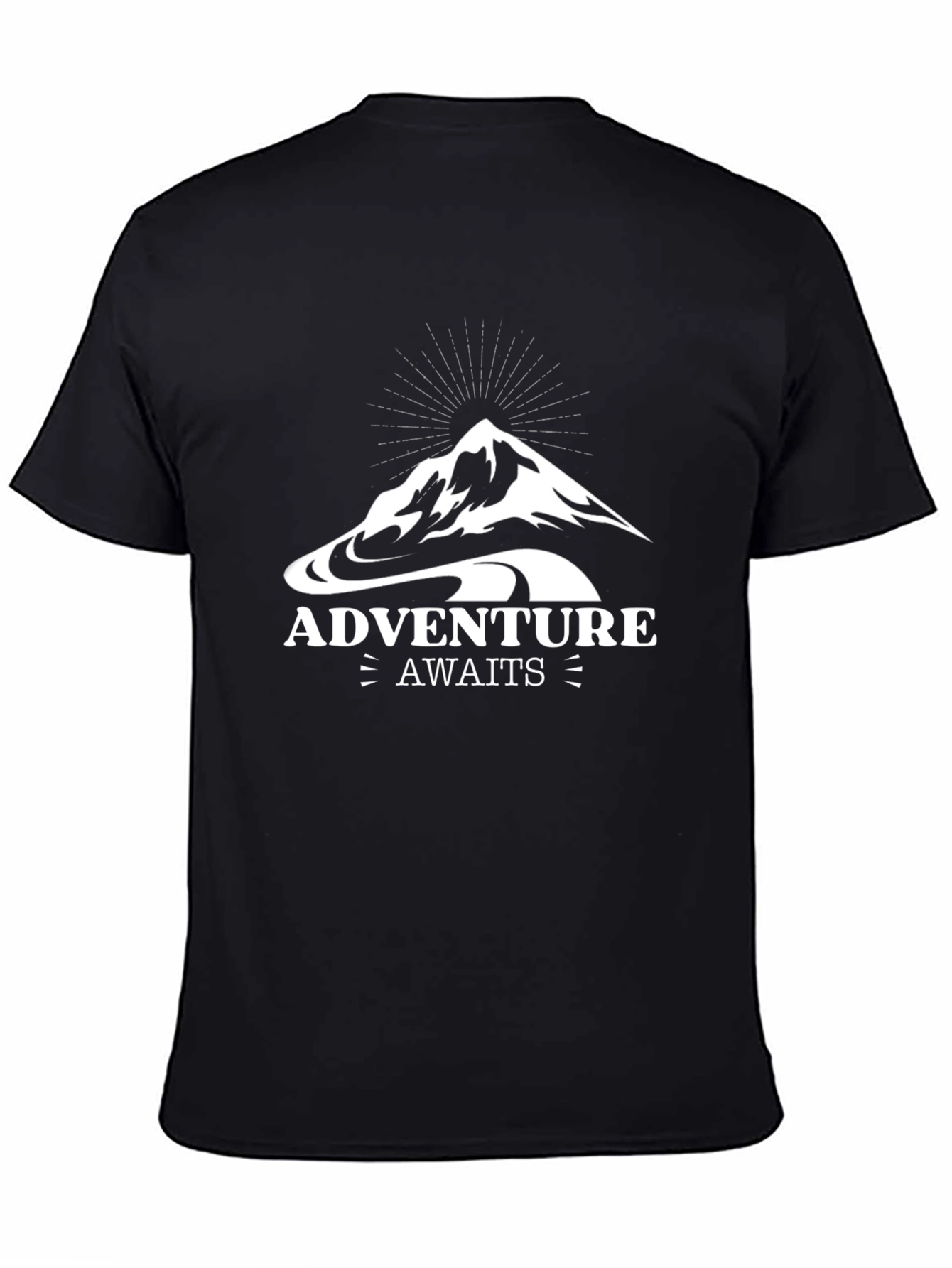 Adventure Awaits Graphic Tee - Mountain Design Black T-Shirt