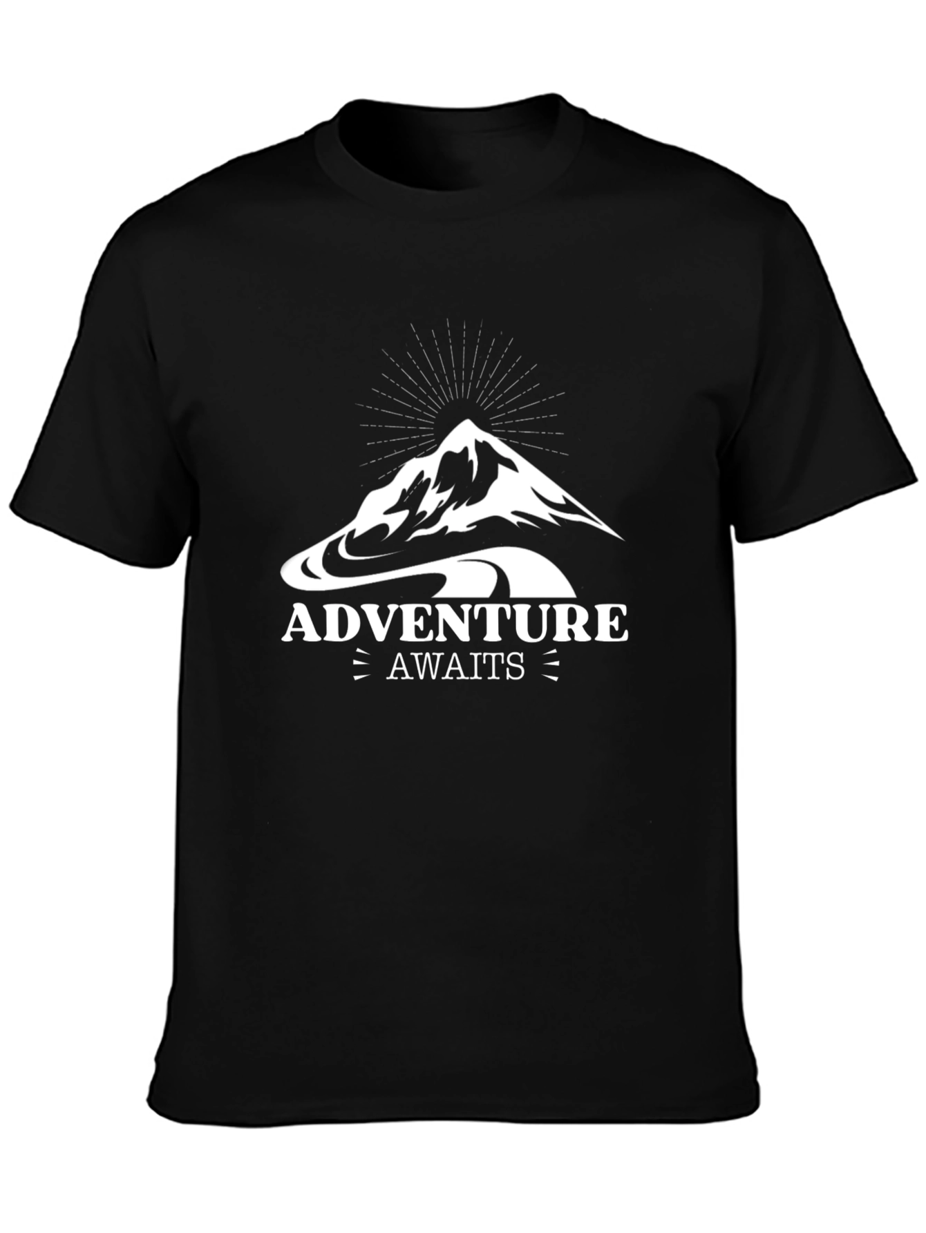 Adventure Awaits Graphic Tee - Mountain Design Black T-Shirt