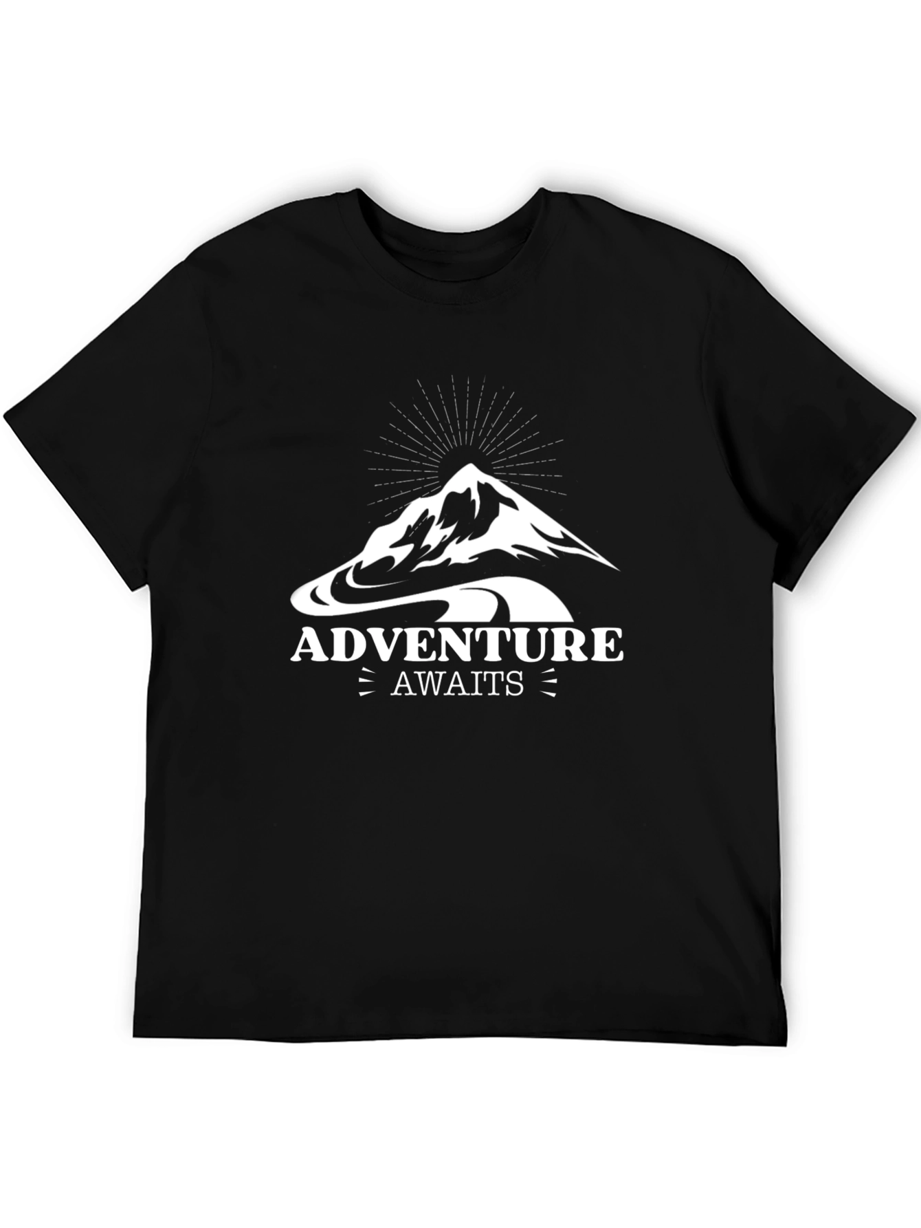 Adventure Awaits Graphic Tee - Mountain Design Black T-Shirt