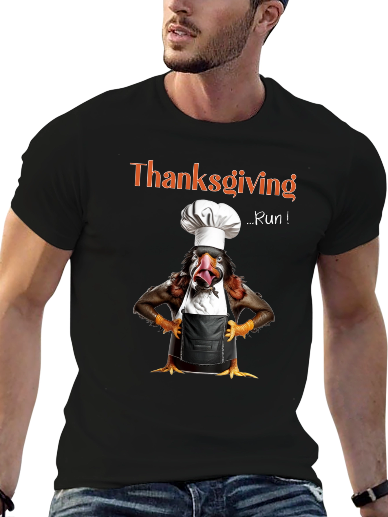 Thanksgiving Turkey Run Chef T-Shirt