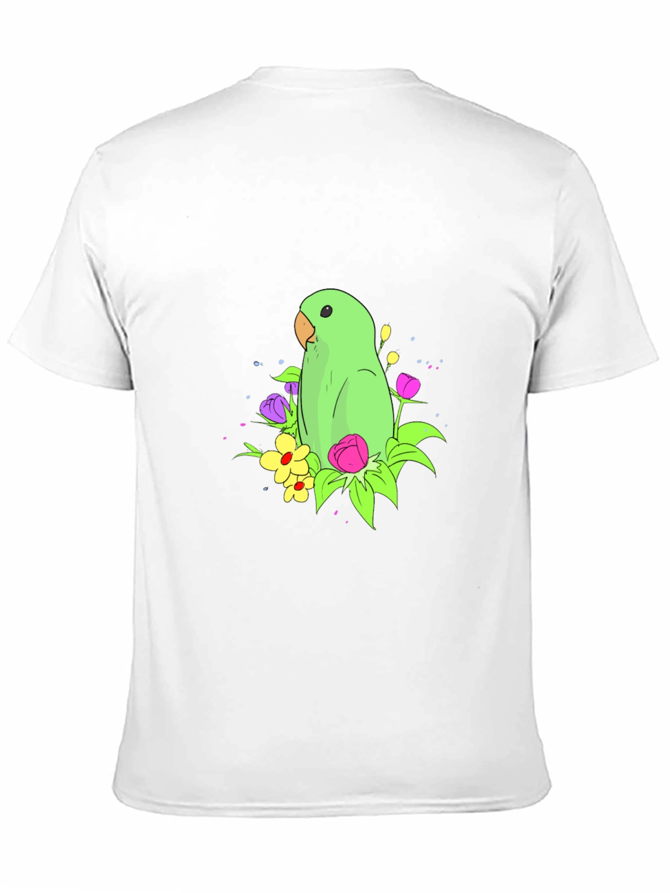 Parrot & Flower Graphic Black T-Shirt