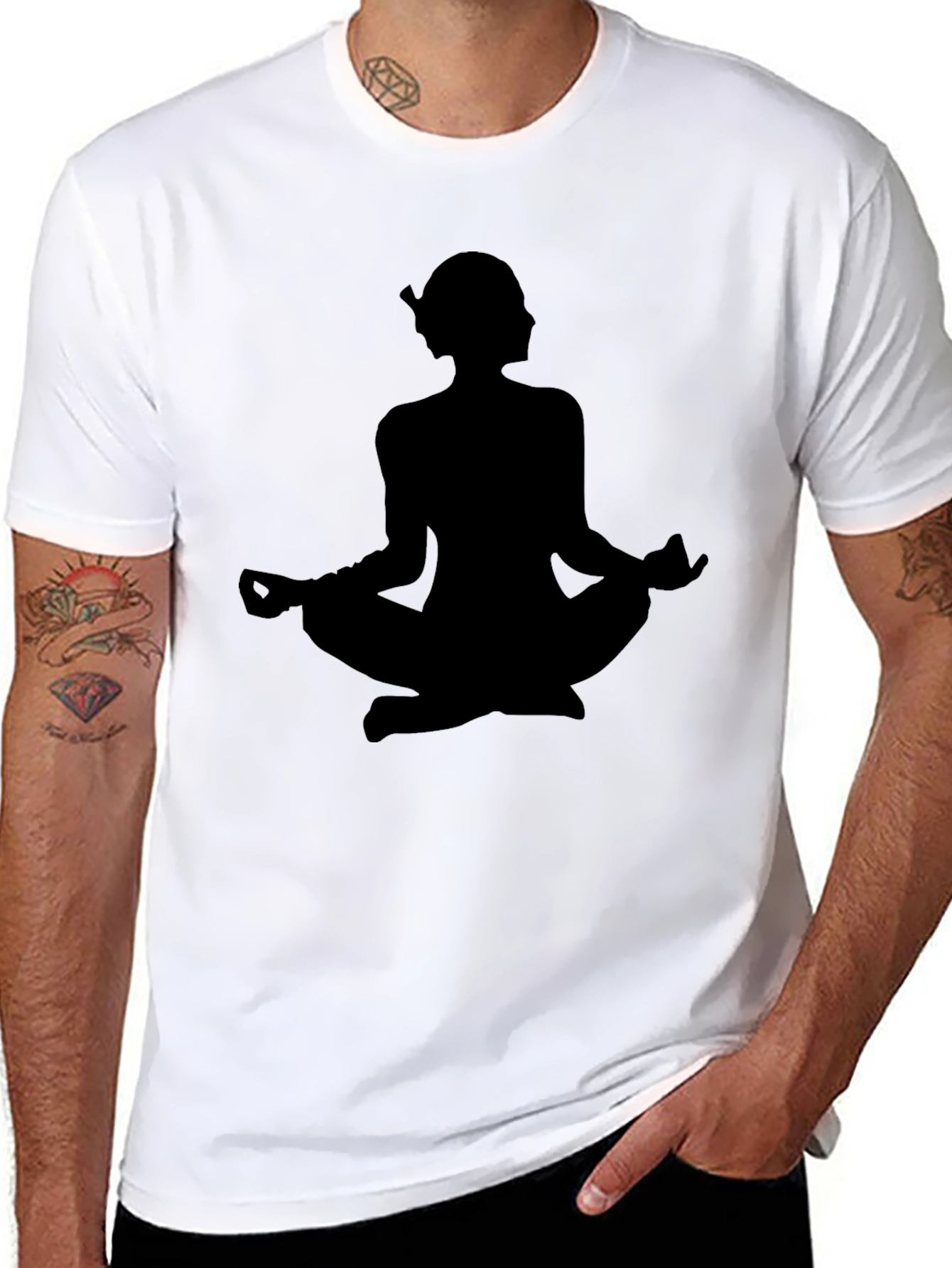Mens Black Meditation Graphic T-Shirt