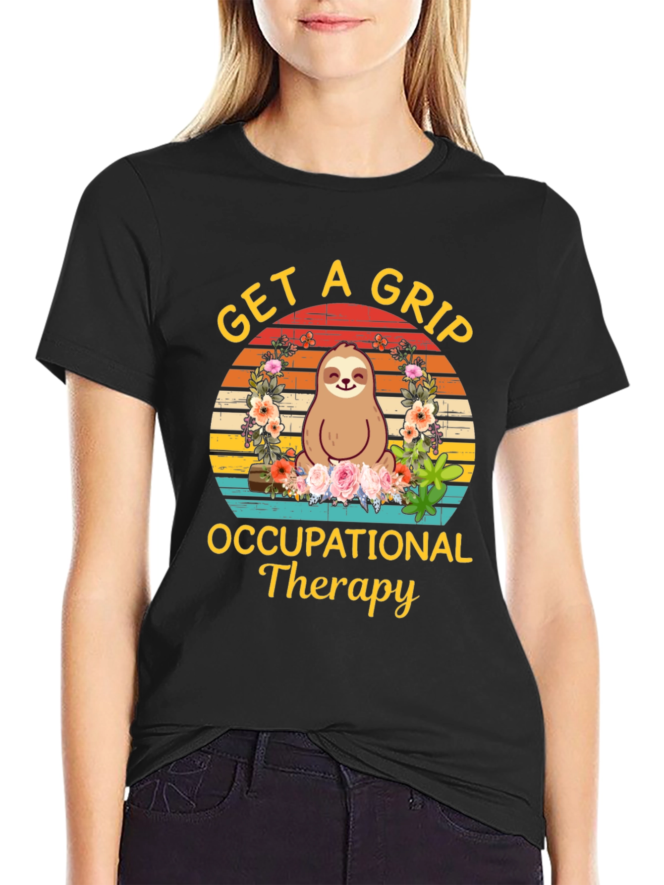 Get A Grip Occupational Therapy Sloth Graphic T-Shirt