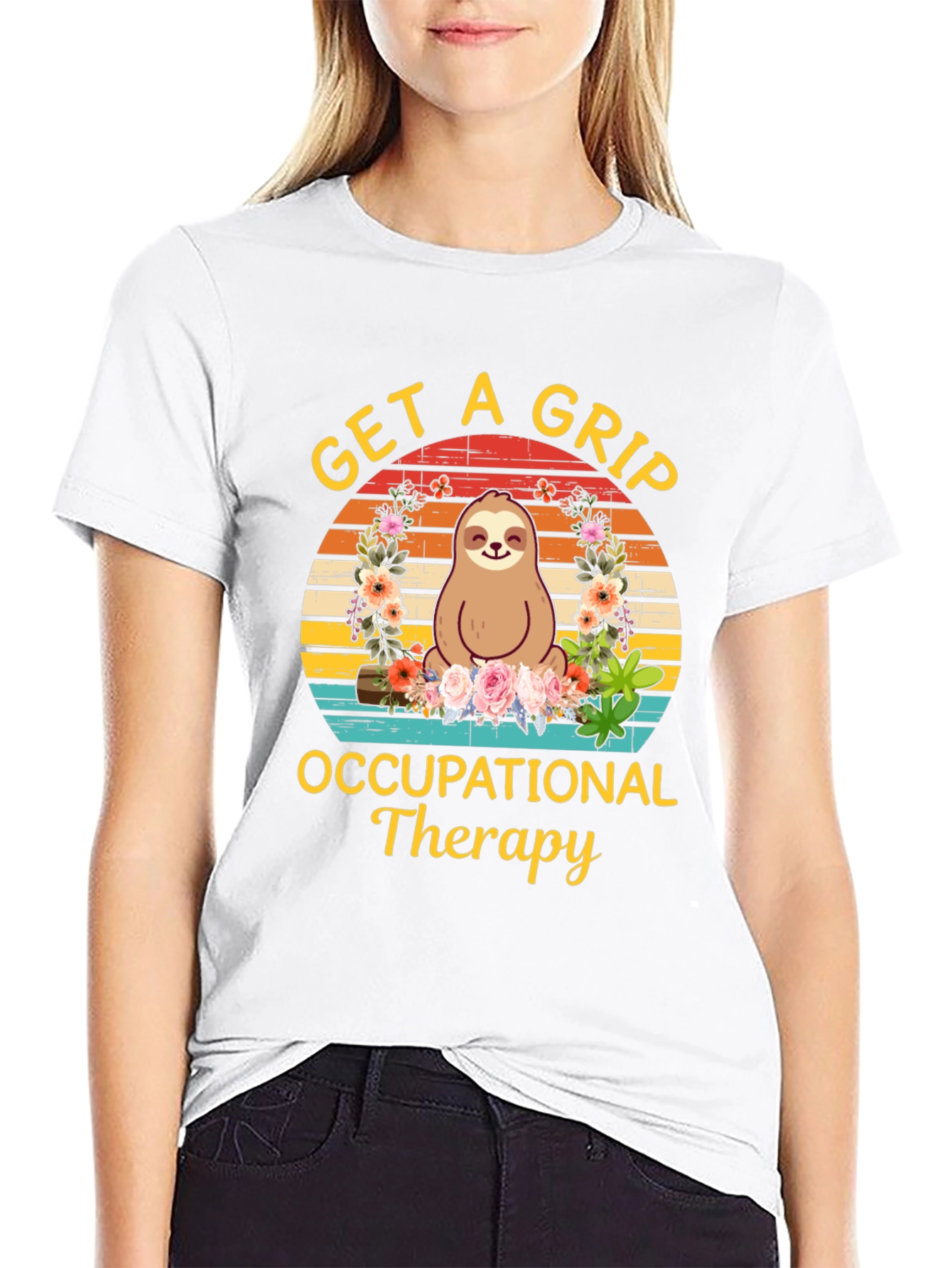 Get A Grip Occupational Therapy Sloth Graphic T-Shirt