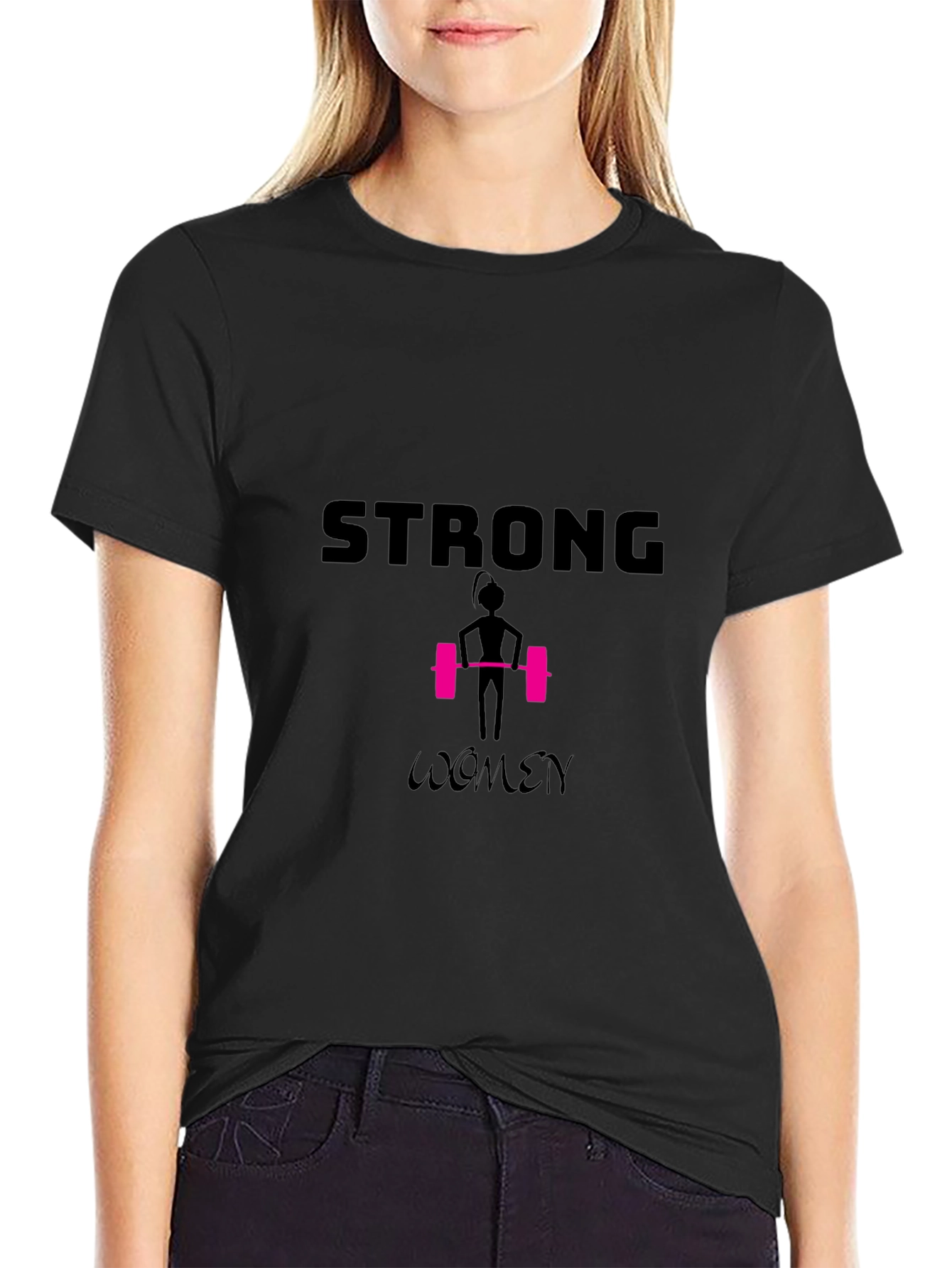 Strong Women Black Graphic Tee