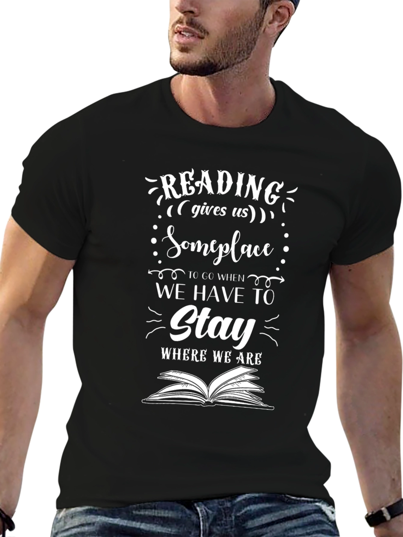Reading Gives Us Someplace Black Graphic Tee
