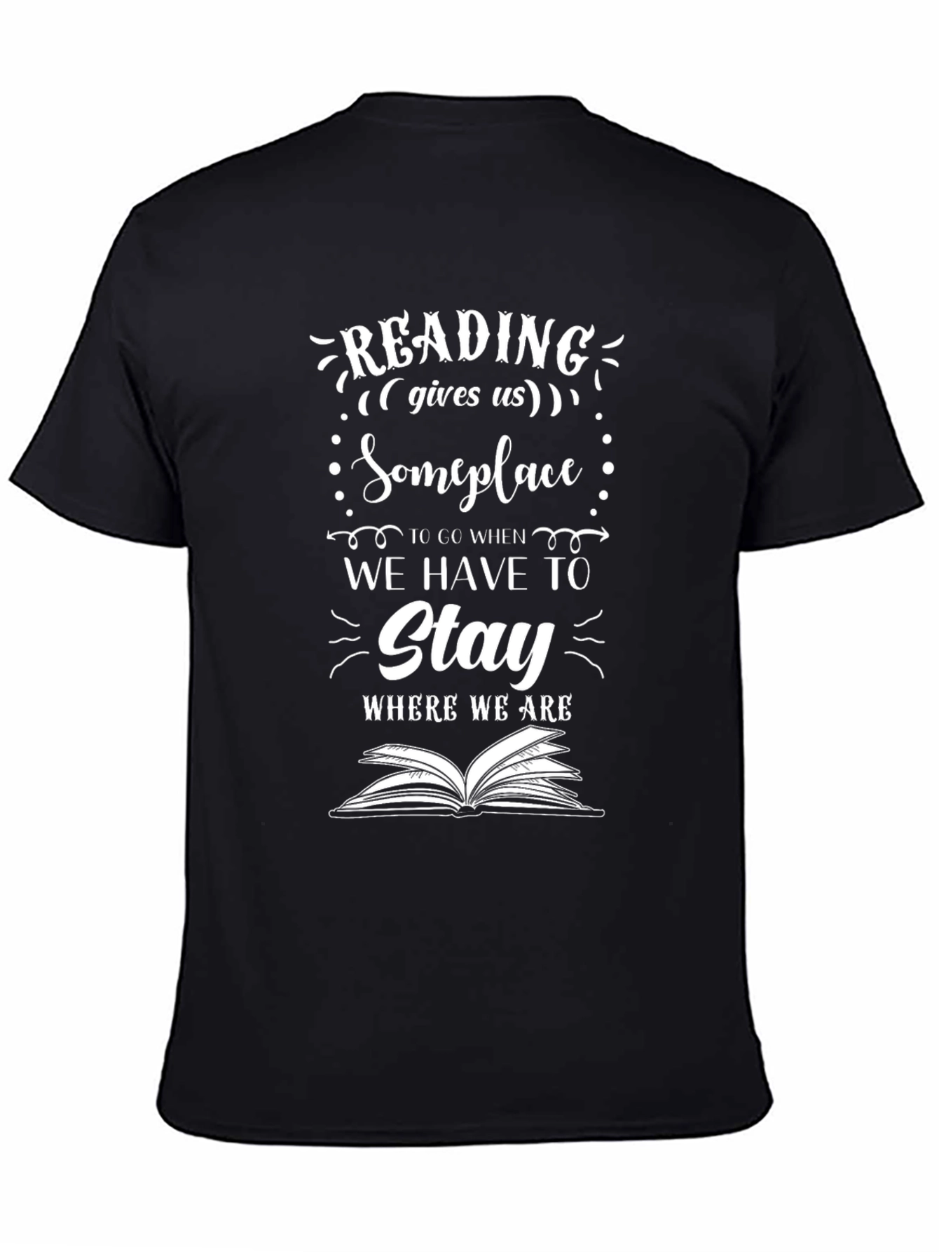 Reading Gives Us Someplace Black Graphic Tee