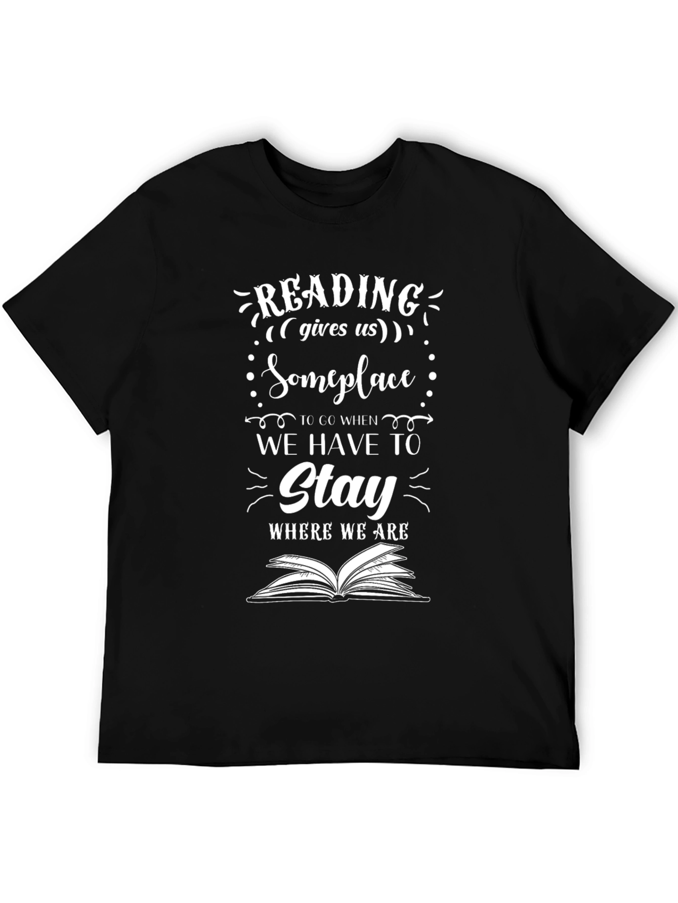 Reading Gives Us Someplace Black Graphic Tee