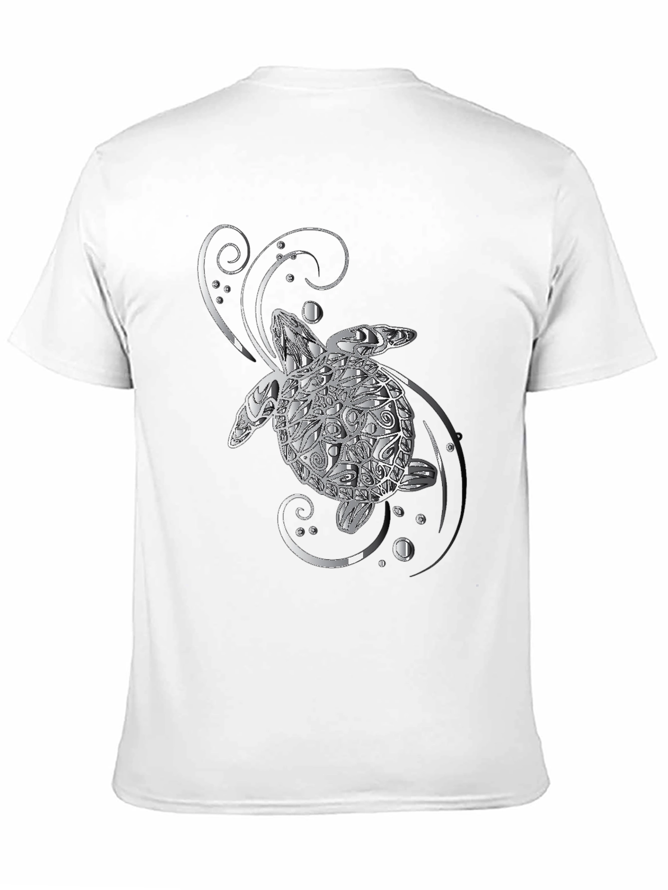 Sea Turtle Graphic T-Shirt - Silver Design on Black