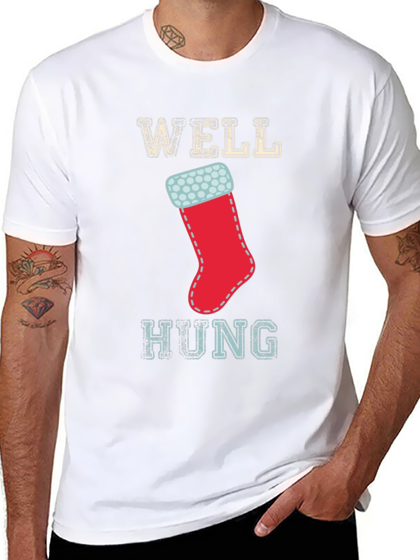 Well Hung Christmas Stocking Graphic Tee