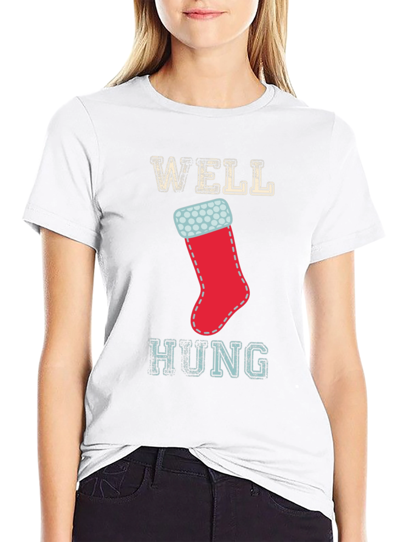Well Hung Christmas Stocking Graphic Tee