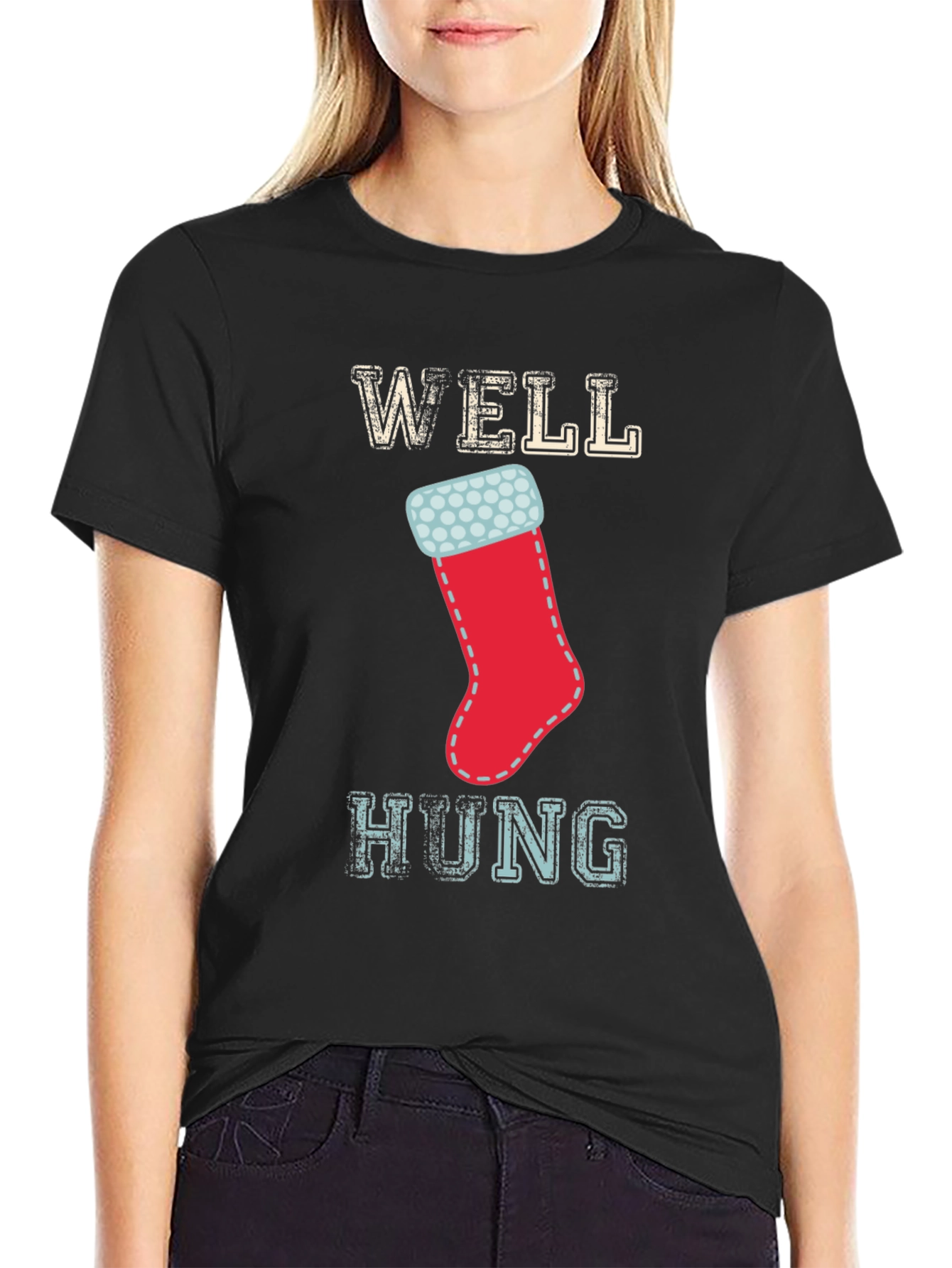 Well Hung Christmas Stocking Graphic Tee