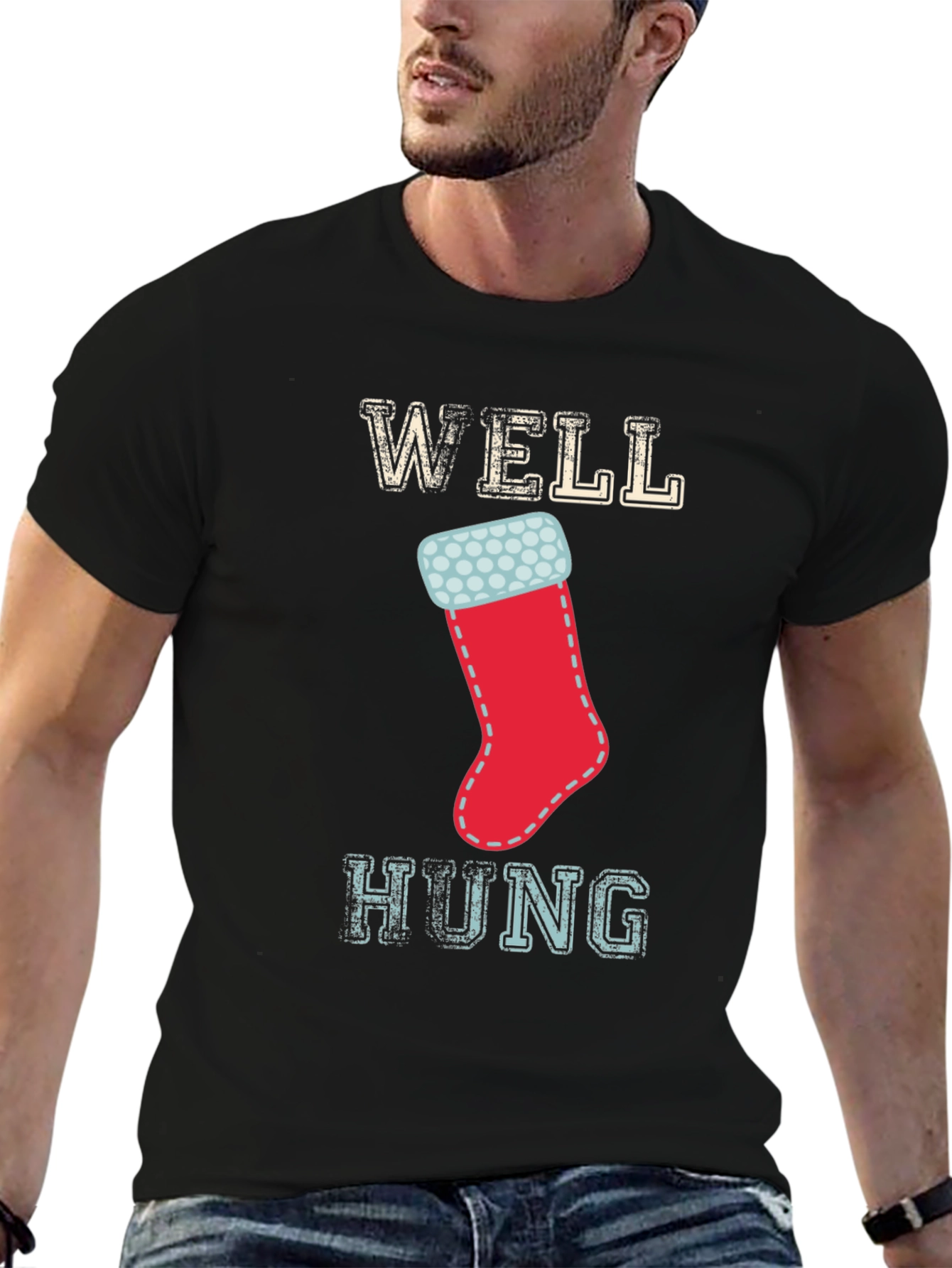 Well Hung Christmas Stocking Graphic Tee