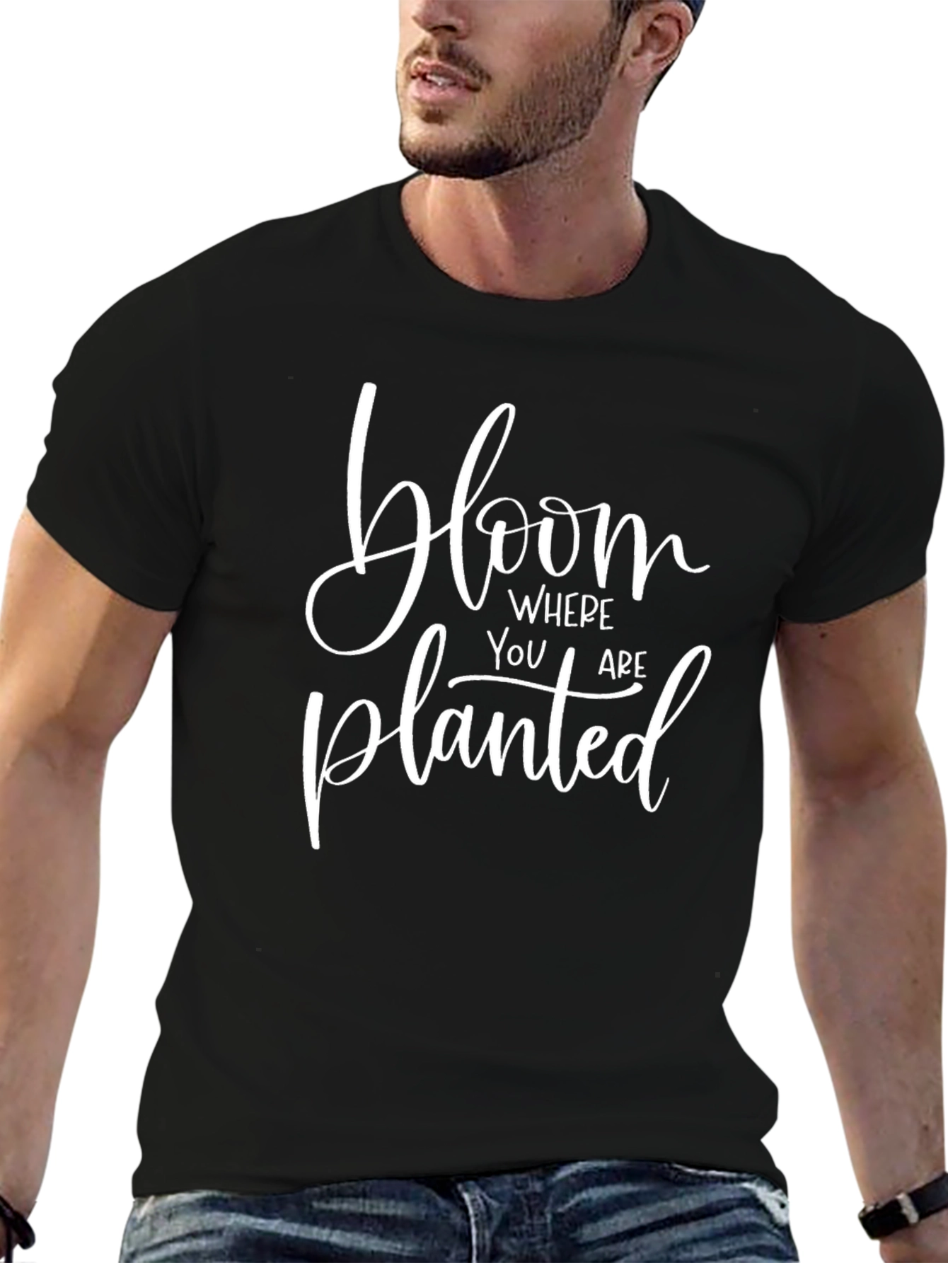 Bloom Where You Are Planted Black T-Shirt