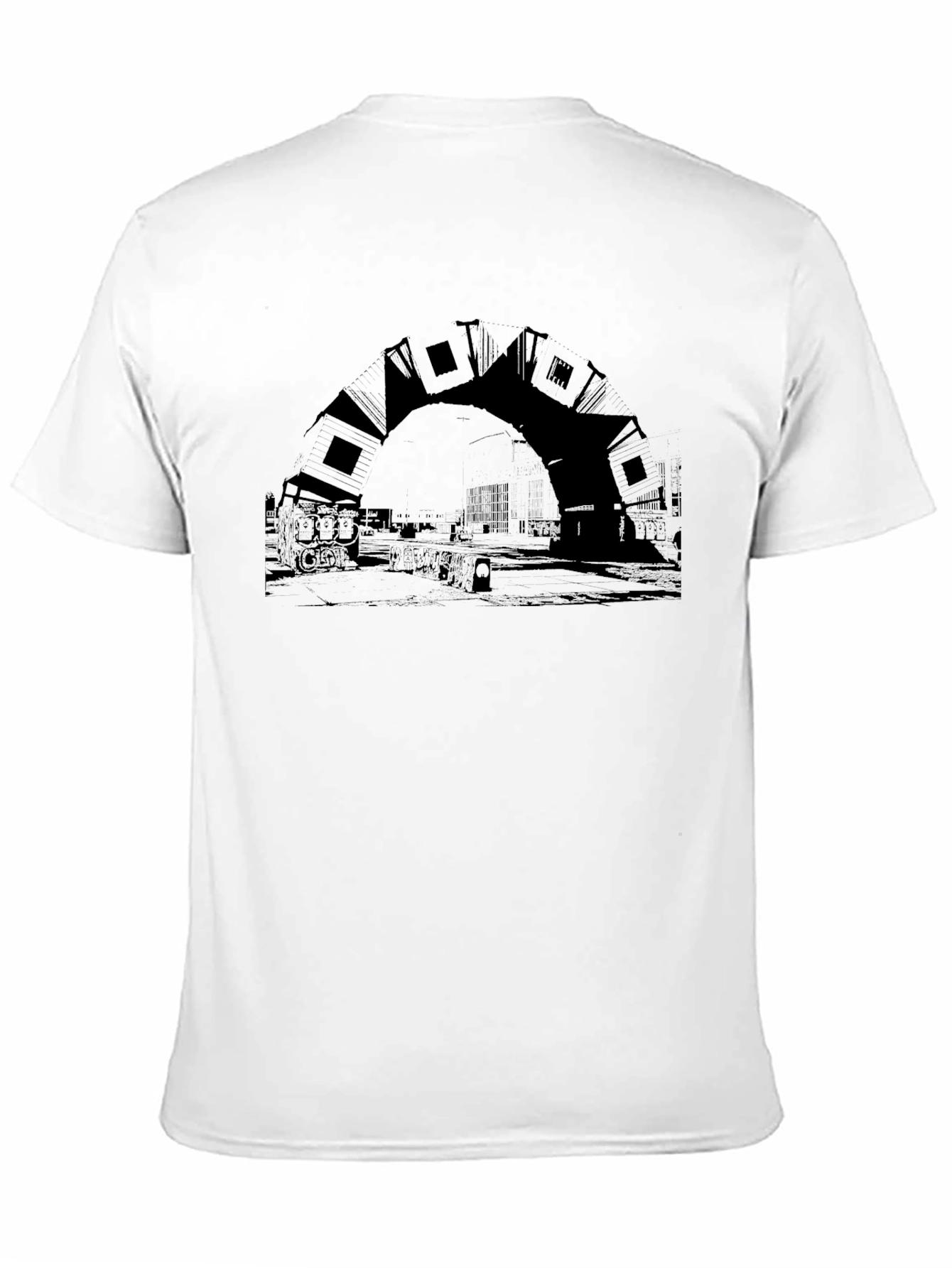 Urban Arch Black Tee - Unique Cityscape Design