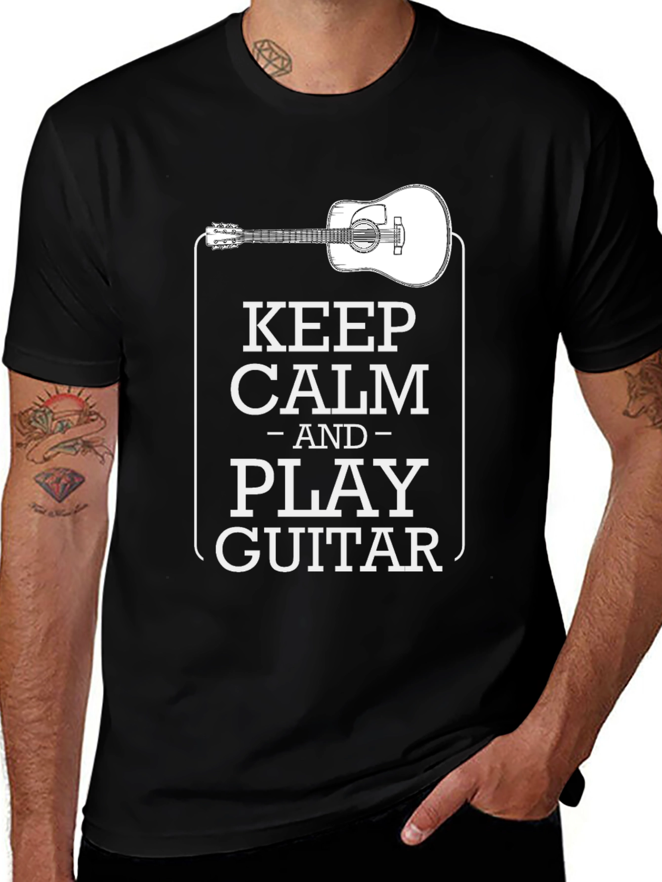 Keep Calm and Play Guitar Graphic T-Shirt