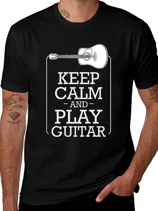 Keep Calm and Play Guitar Graphic T-Shirt