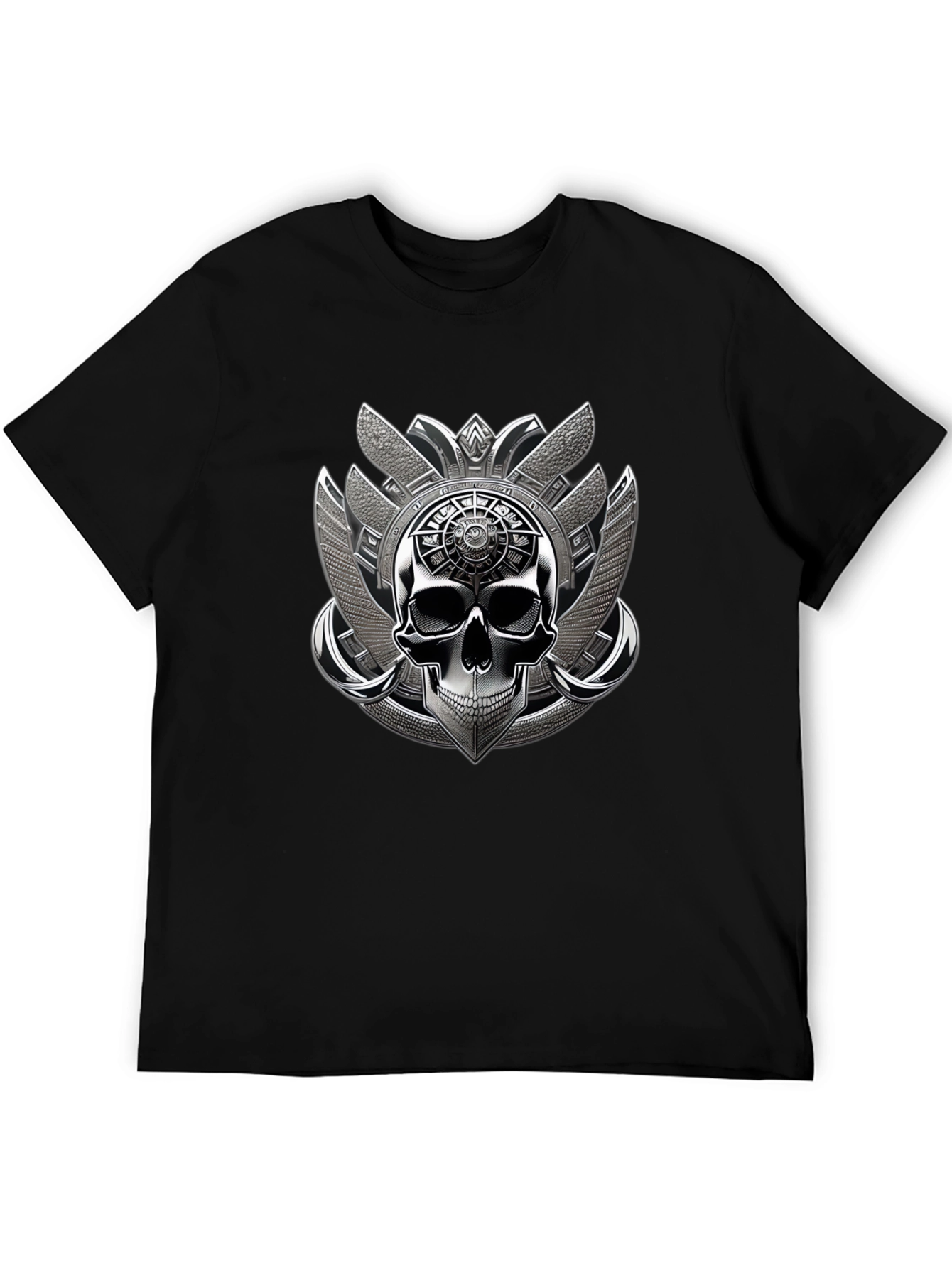 Skull Emblem Graphic Tee - Black