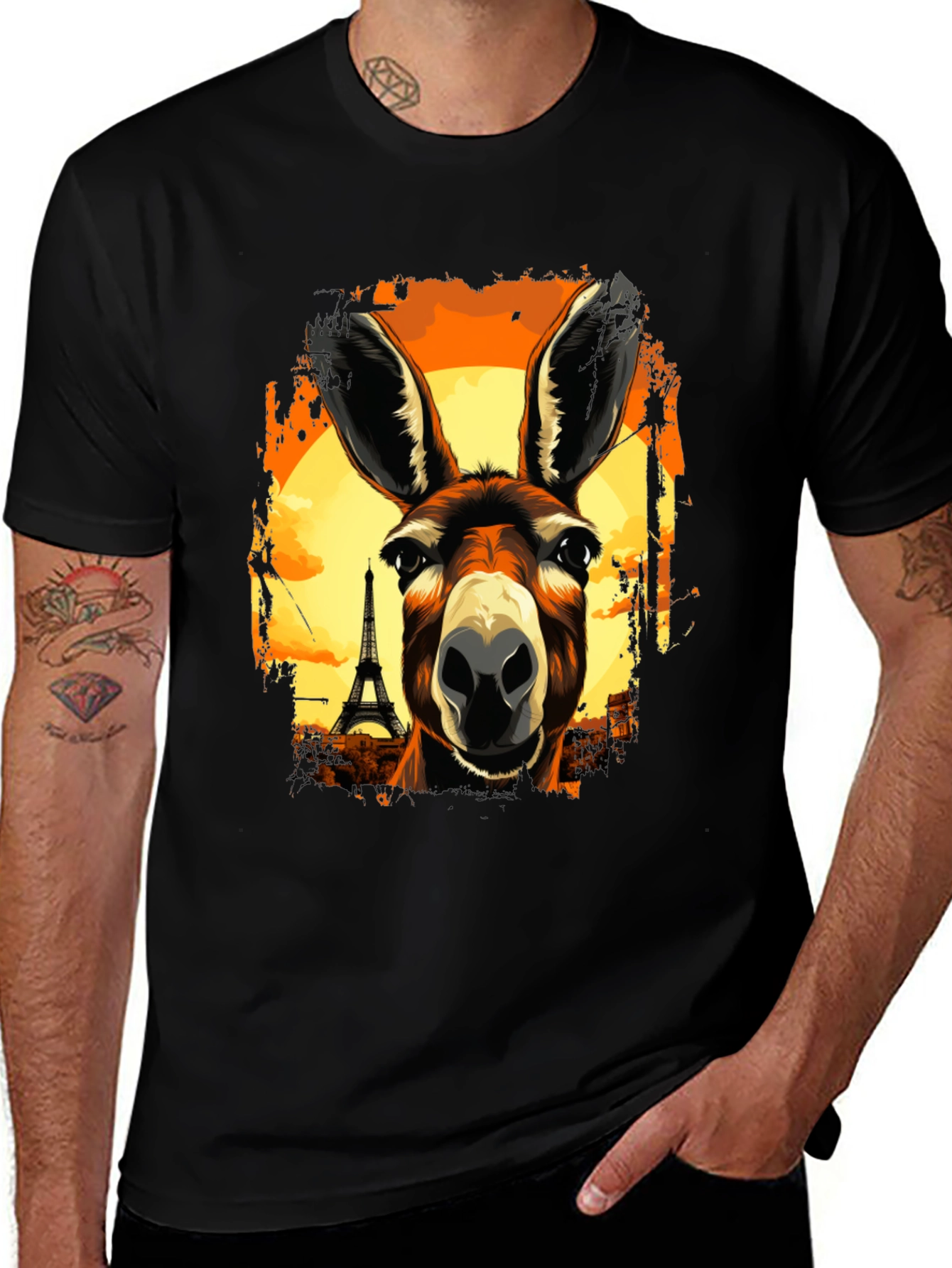 Eiffel Tower Donkey Graphic T-Shirt