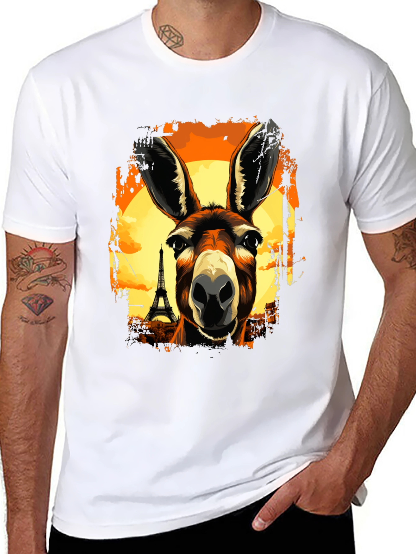 Eiffel Tower Donkey Graphic T-Shirt