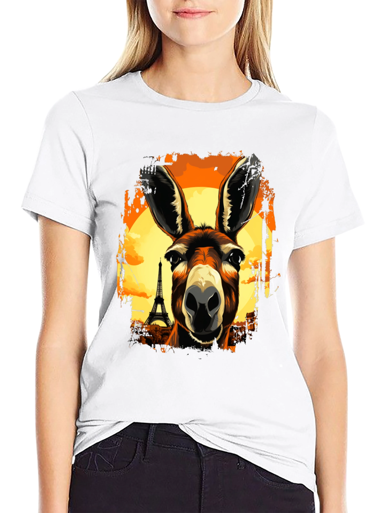 Eiffel Tower Donkey Graphic T-Shirt