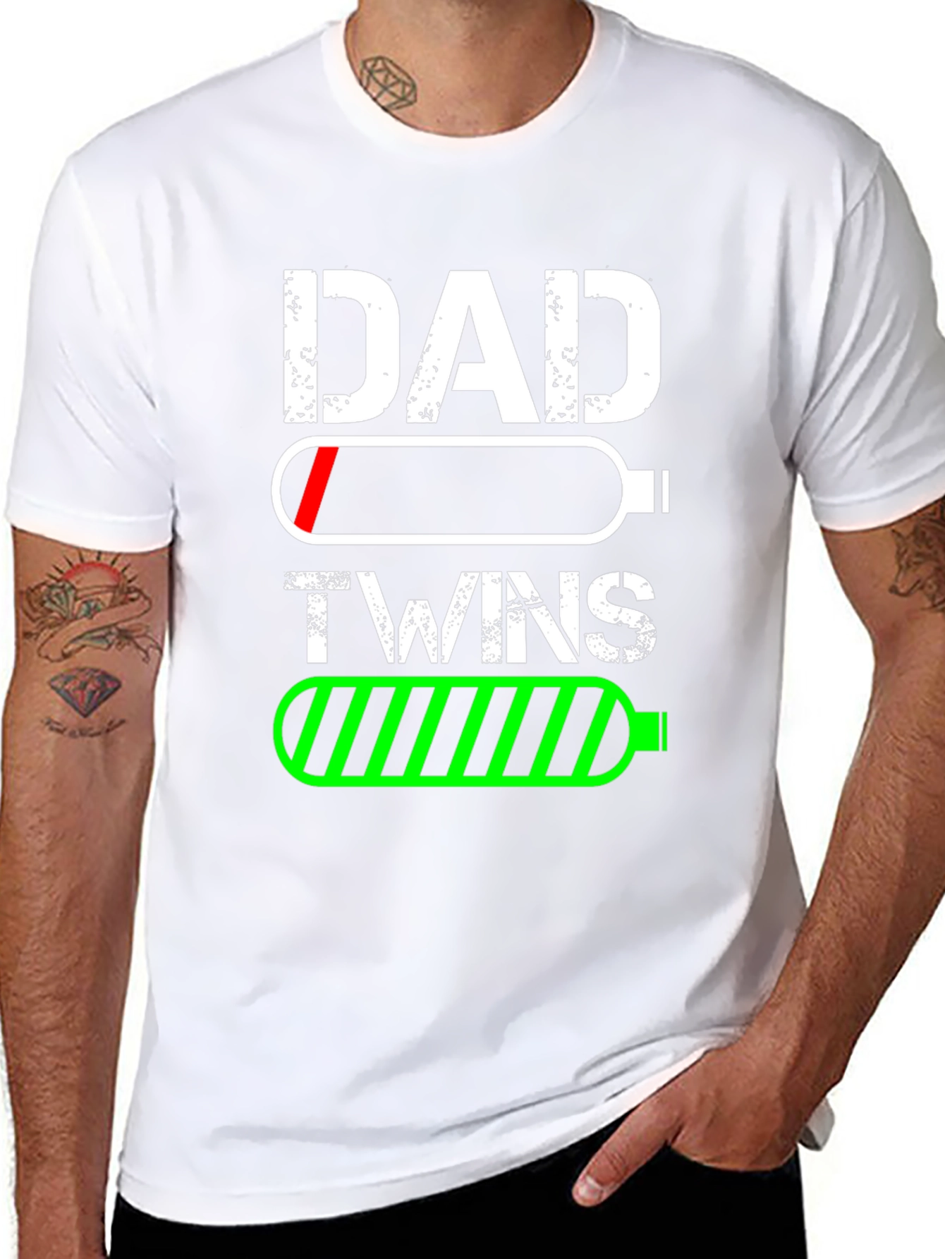 Dad Twins Battery T-Shirt