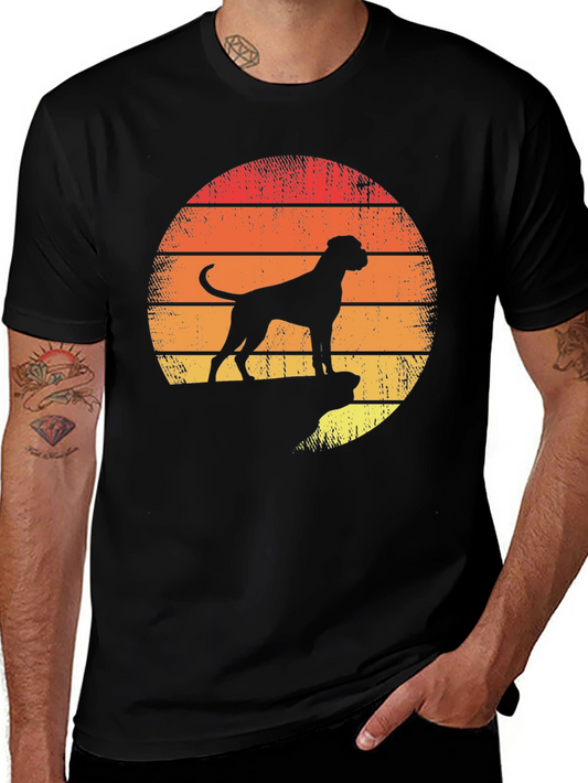 Vintage Sunset Dog Silhouette T-Shirt
