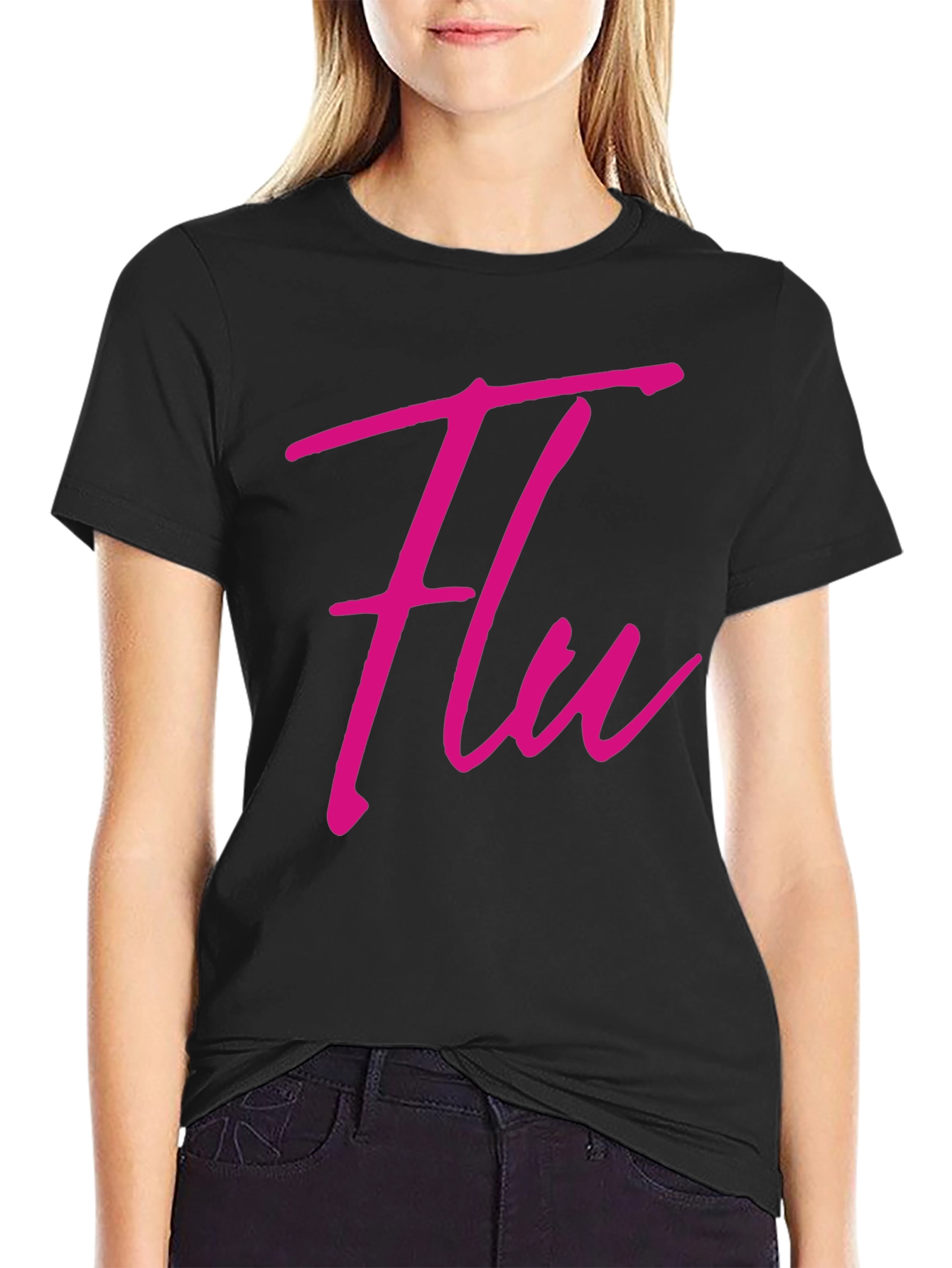 Flu Graphic Tee - Trendy Casual Black T-Shirt