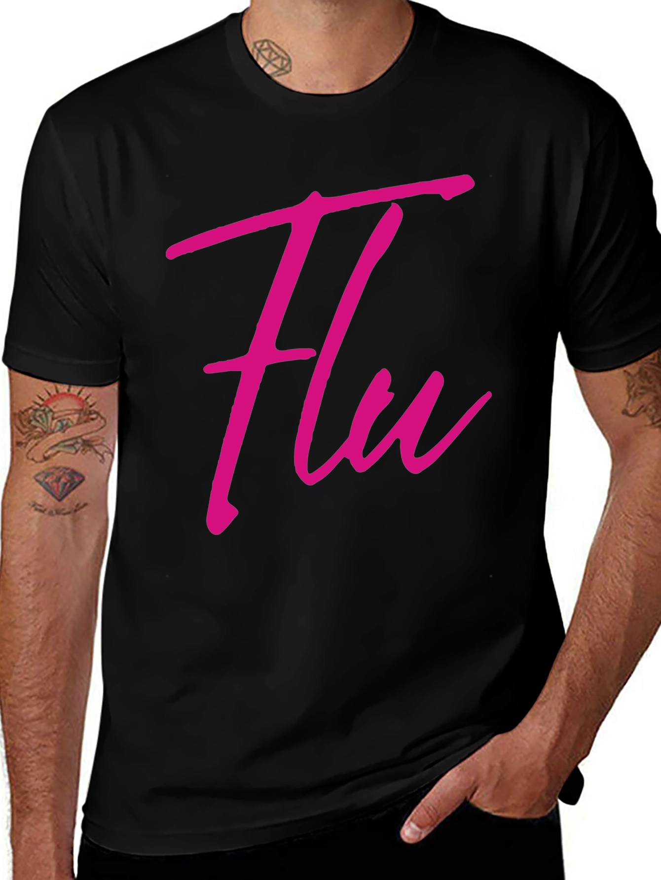 Flu Graphic Tee - Trendy Casual Black T-Shirt