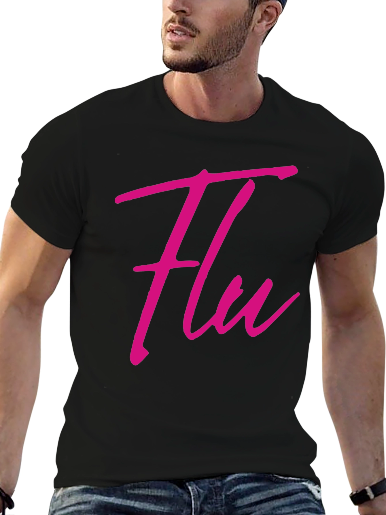 Flu Graphic Tee - Trendy Casual Black T-Shirt