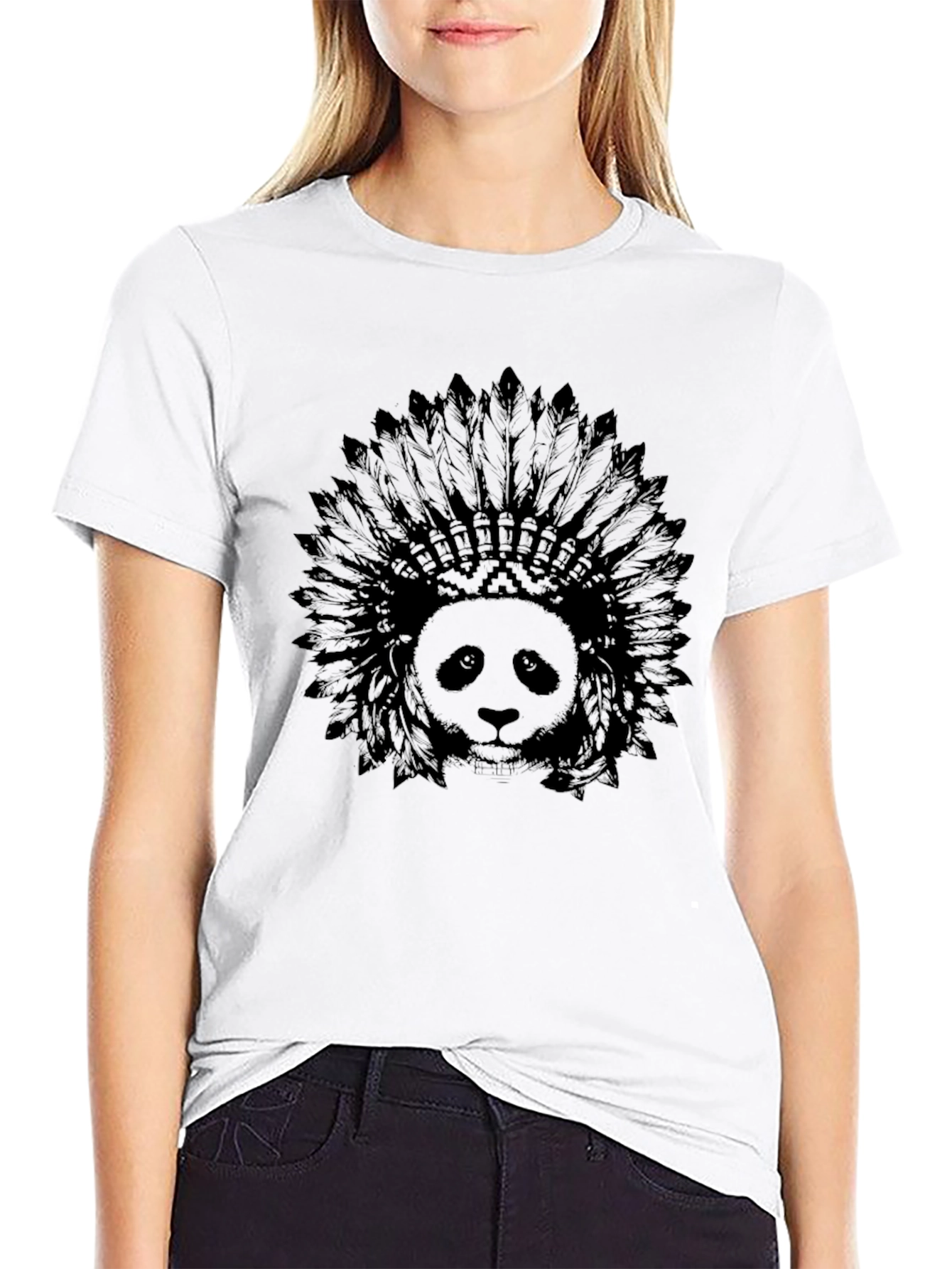 Panda Headdress Black T-Shirt - Graphic Tee